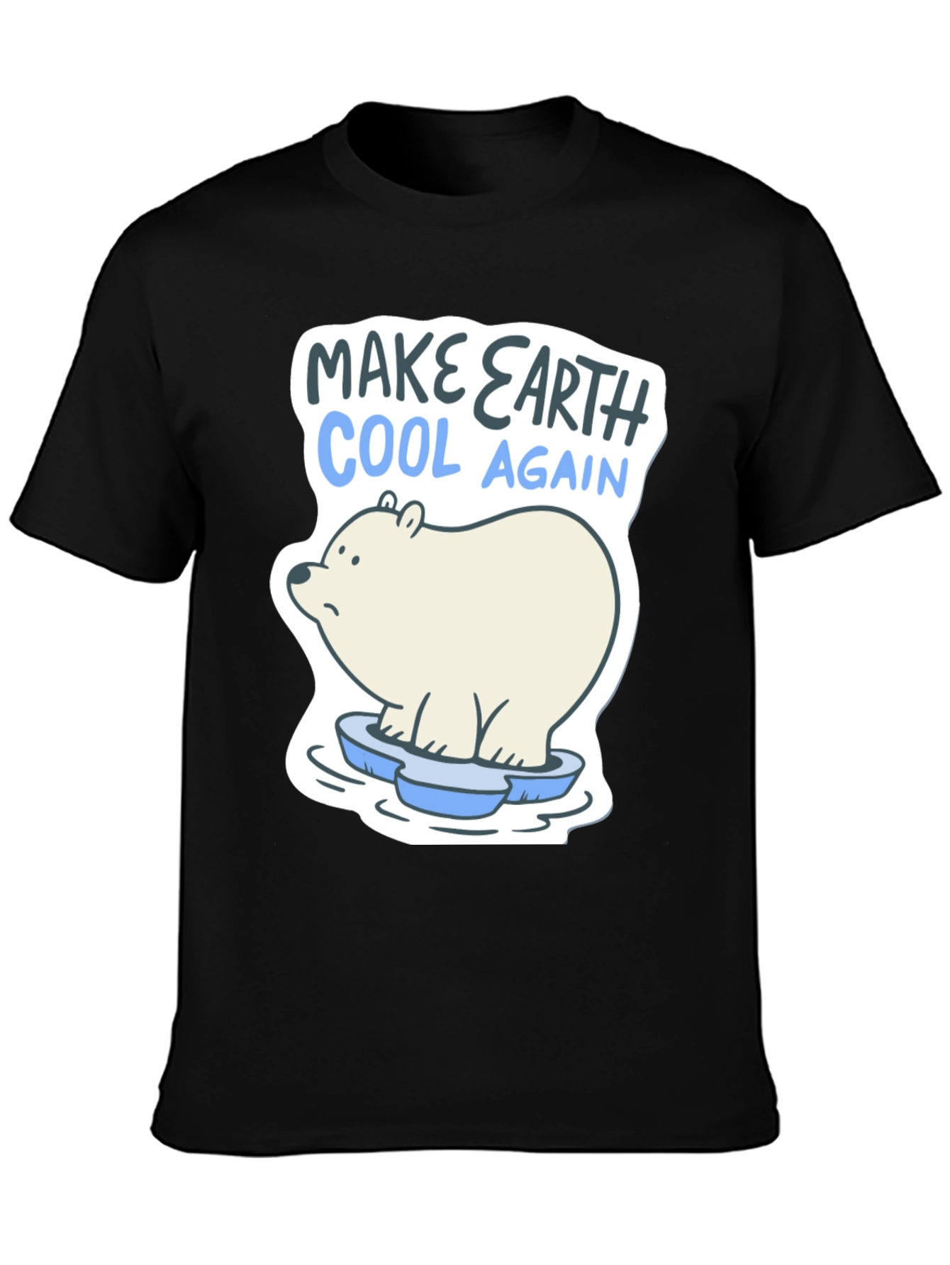 Black Make Earth Cool Again Polar Bear T-Shirt view 3
