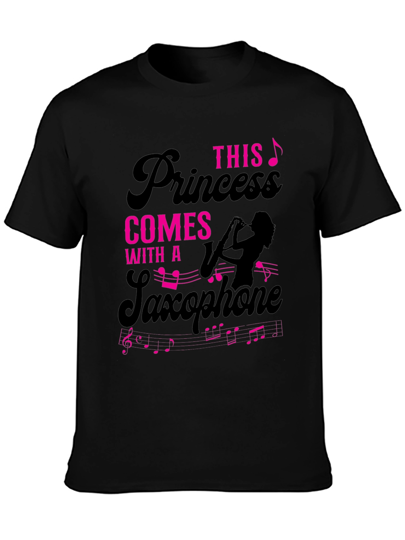 Black Princess Saxophone T-Shirt - Musician Tee view 3