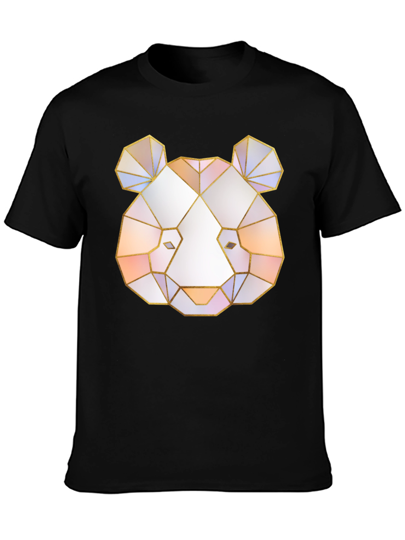 Black Geometric Panda Graphic Tee - Black T-Shirt view 3