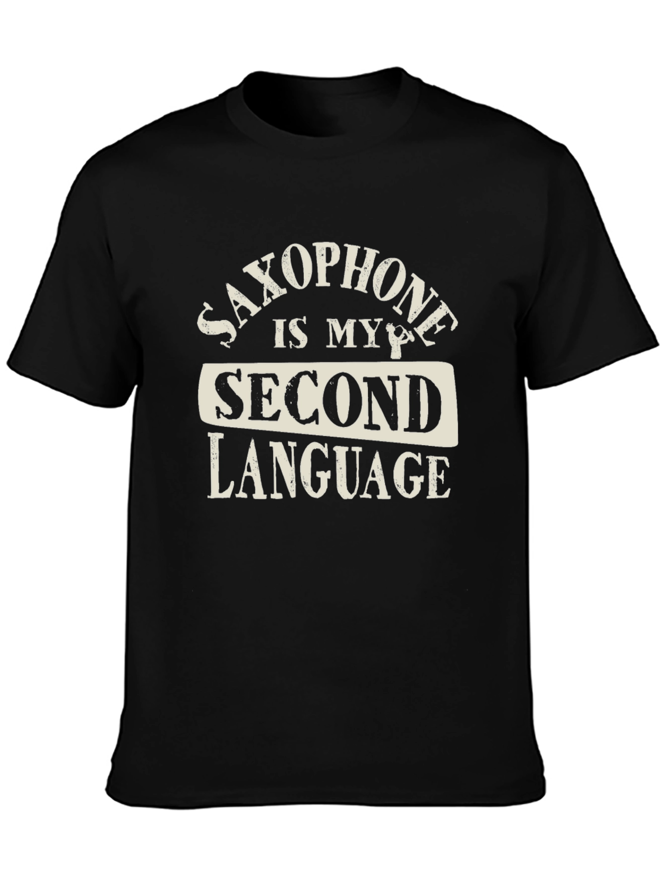 Black Saxophone is My Second Language Graphic T-Shirt view 3