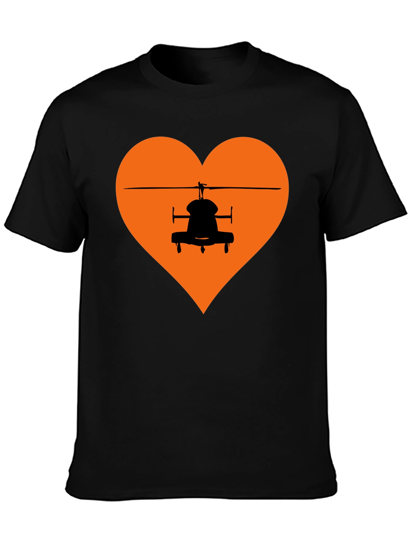 Black Helicopter Heart Graphic Tee - Black T-Shirt view 3