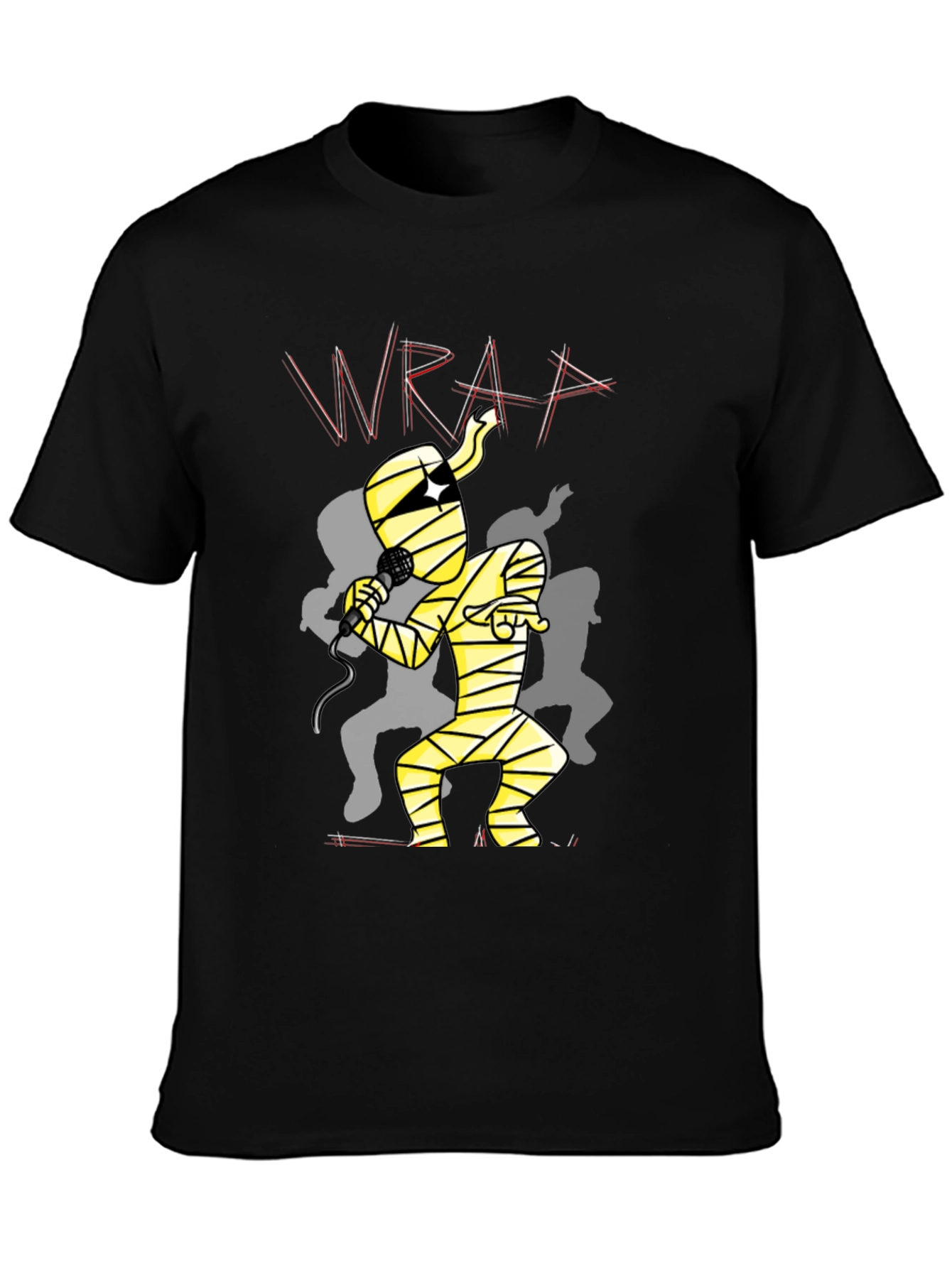 Black Mummy Rapper Graphic Tee - Black Cotton T-Shirt view 3