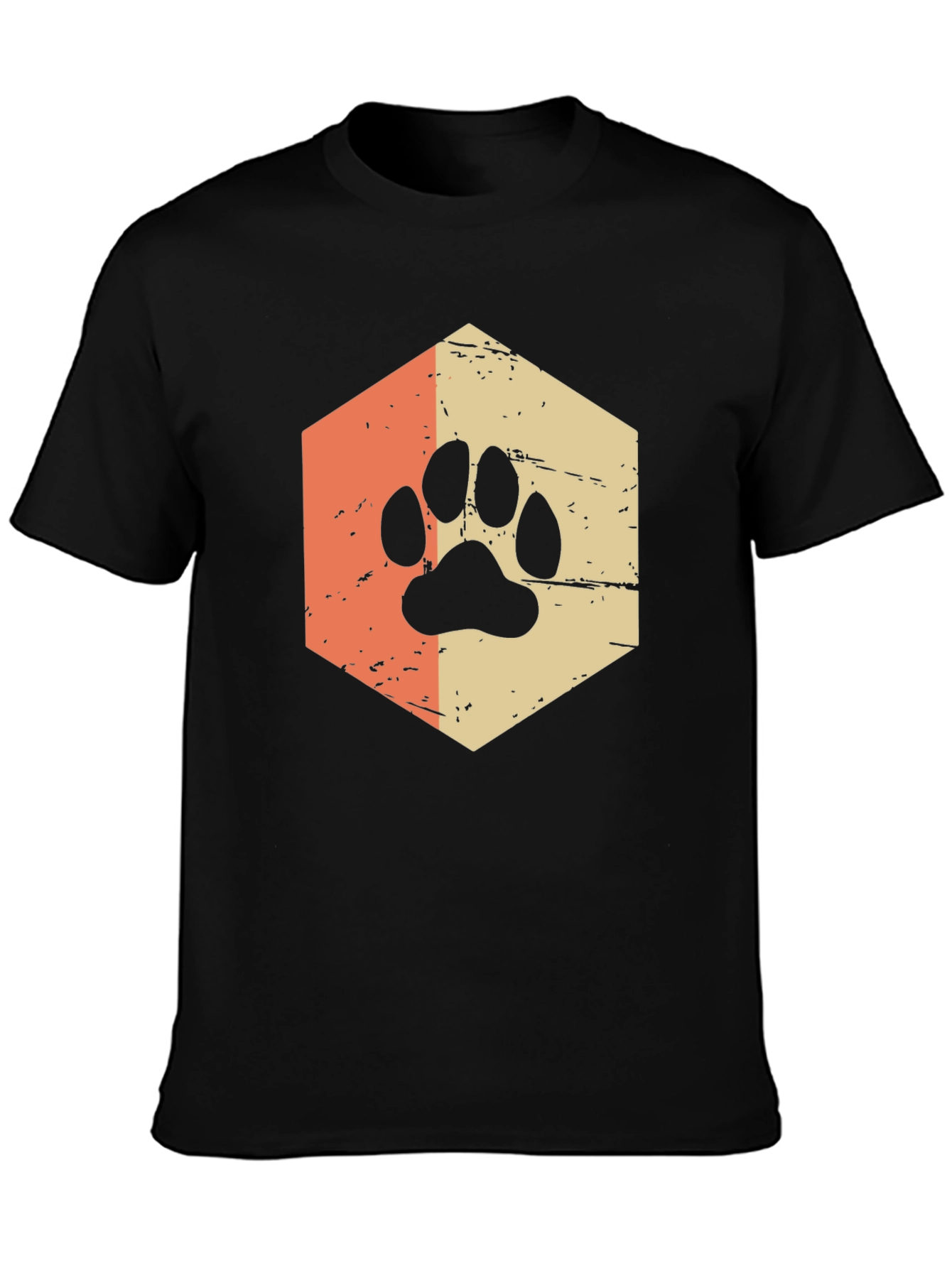 Black Retro Paw Print Graphic Tee - Black view 3