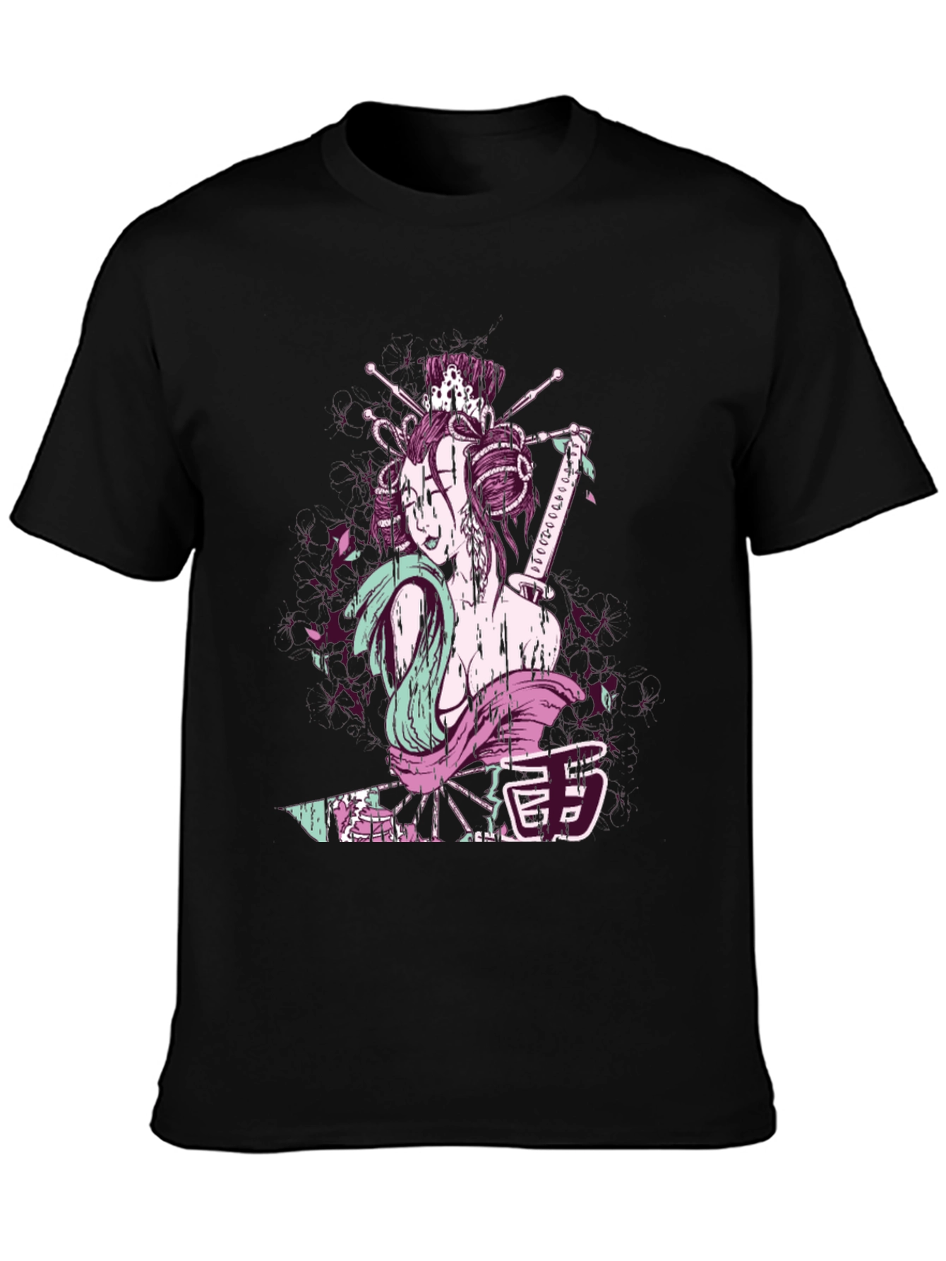 Black Geisha Graphic Tee - Samurai Style view 3