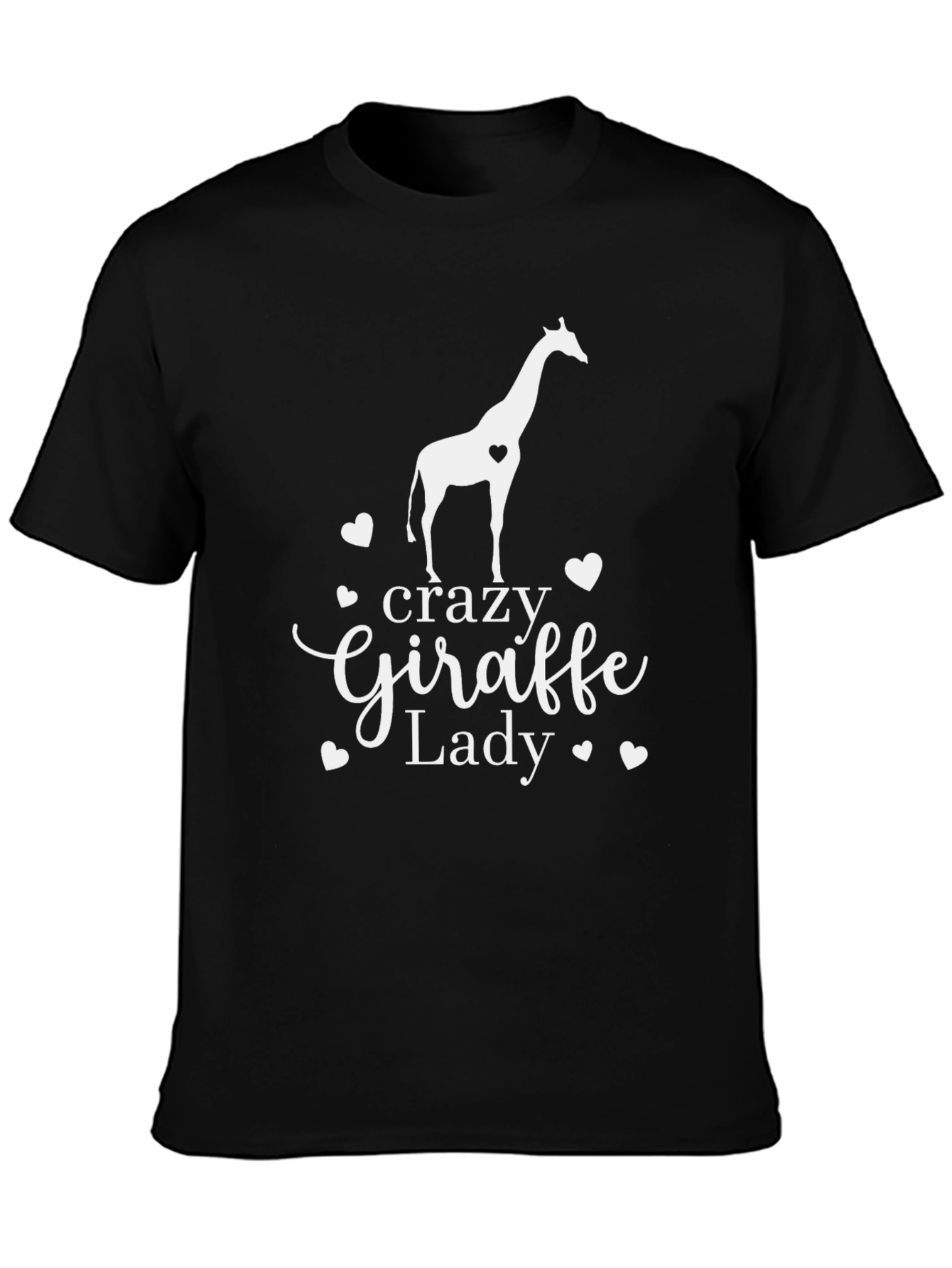 Black Crazy Giraffe Lady T-Shirt - Women's Animal Lover Tee view 3