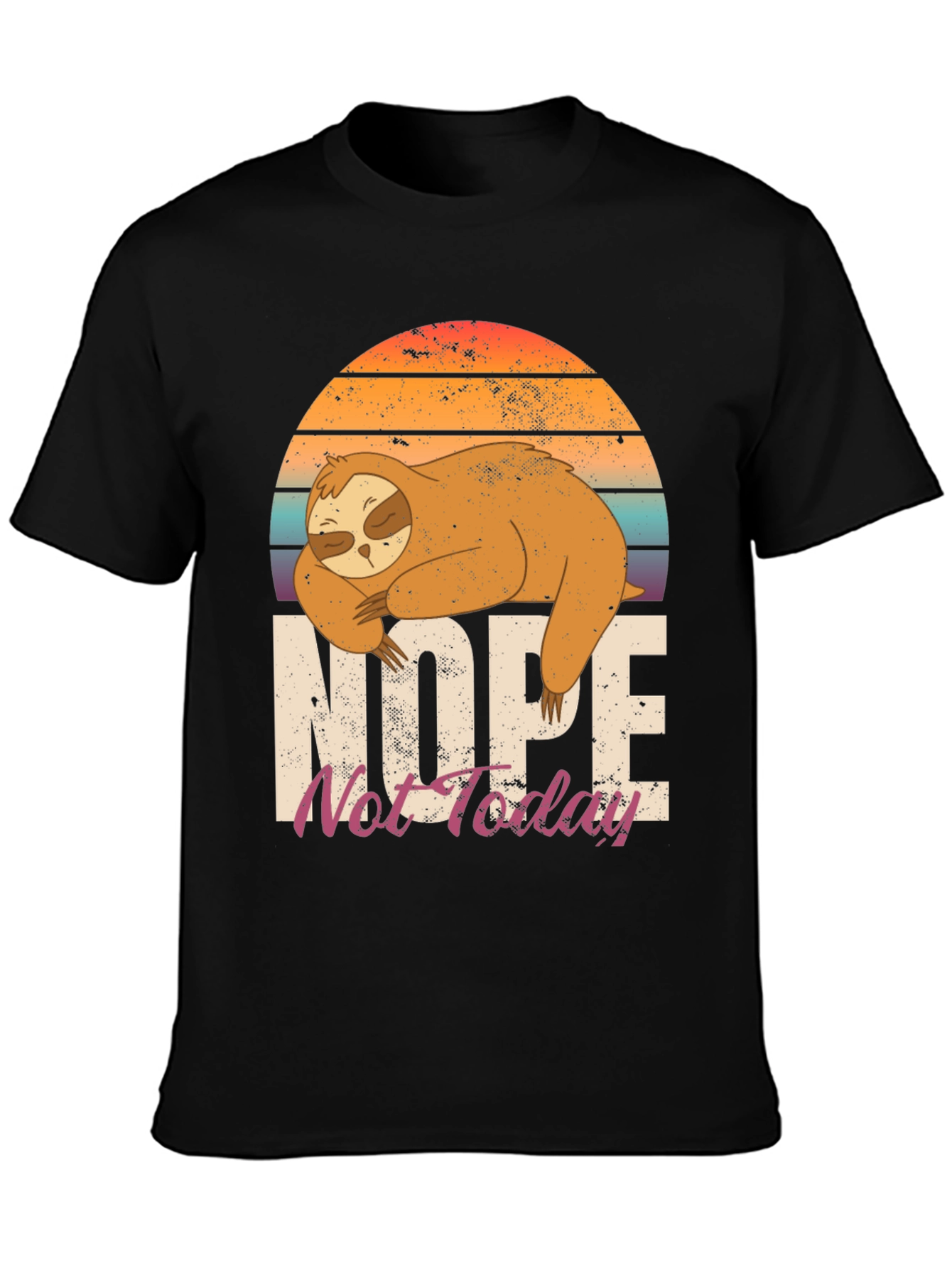 Black Nope Not Today Sloth Graphic Tee view 3