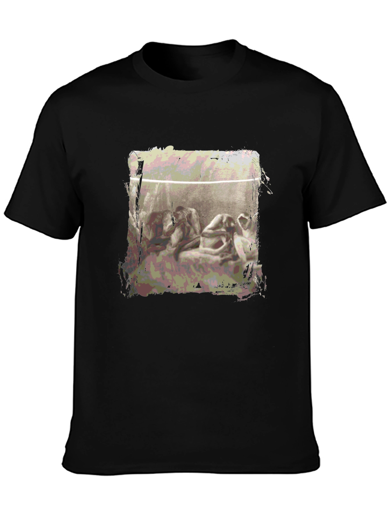 Black Abstract Graphic Print Black T-Shirt view 3