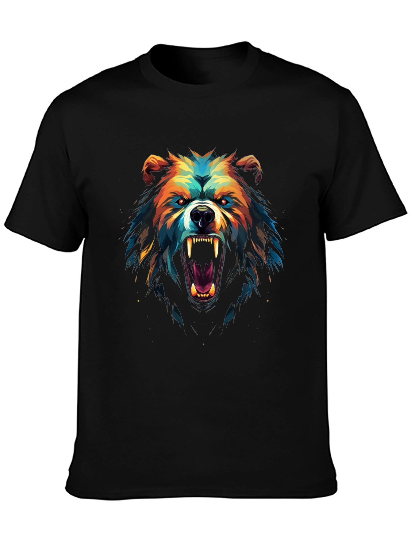 Black Fierce Bear Graphic Black T-Shirt view 3