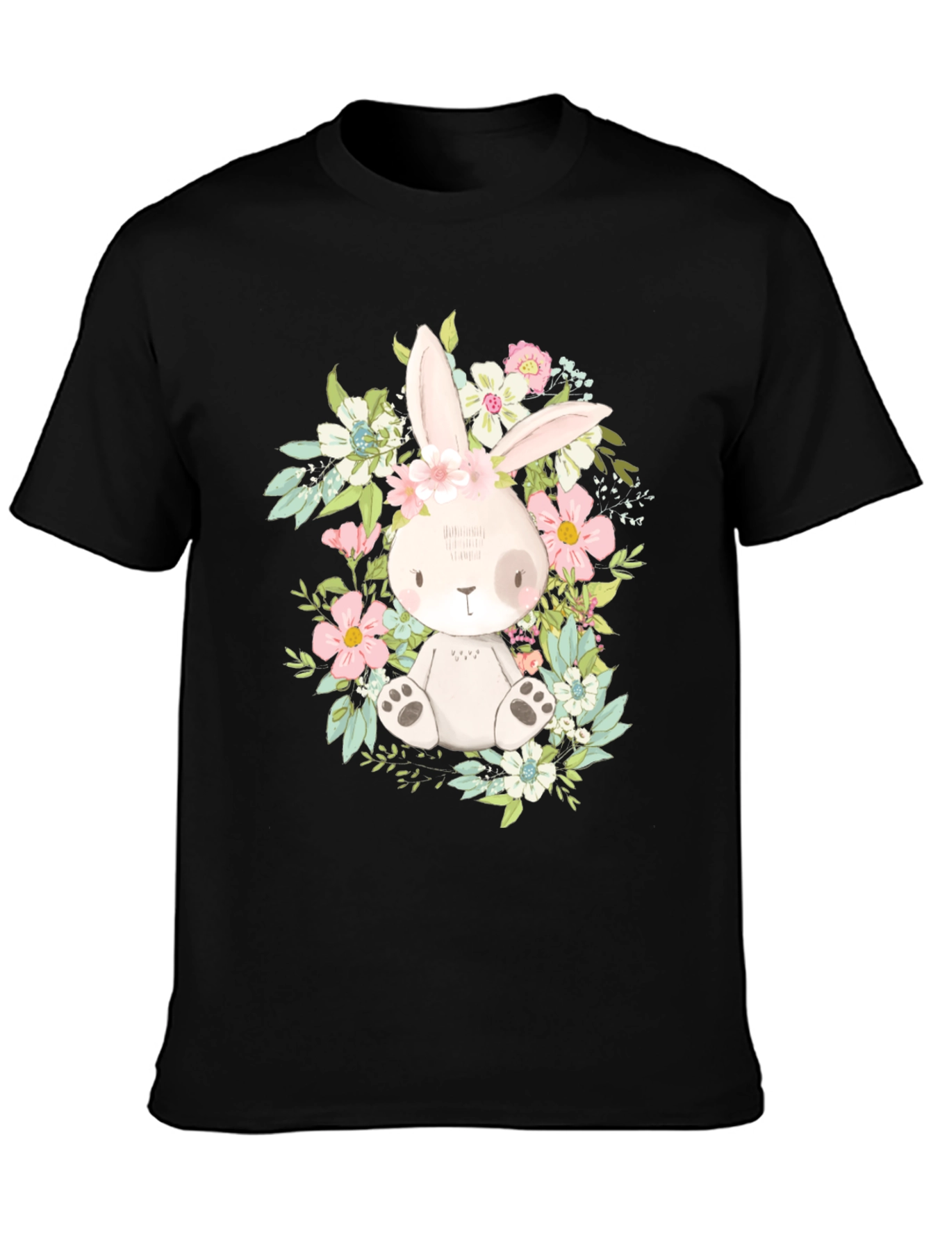 Black Floral Bunny Graphic Tee view 3