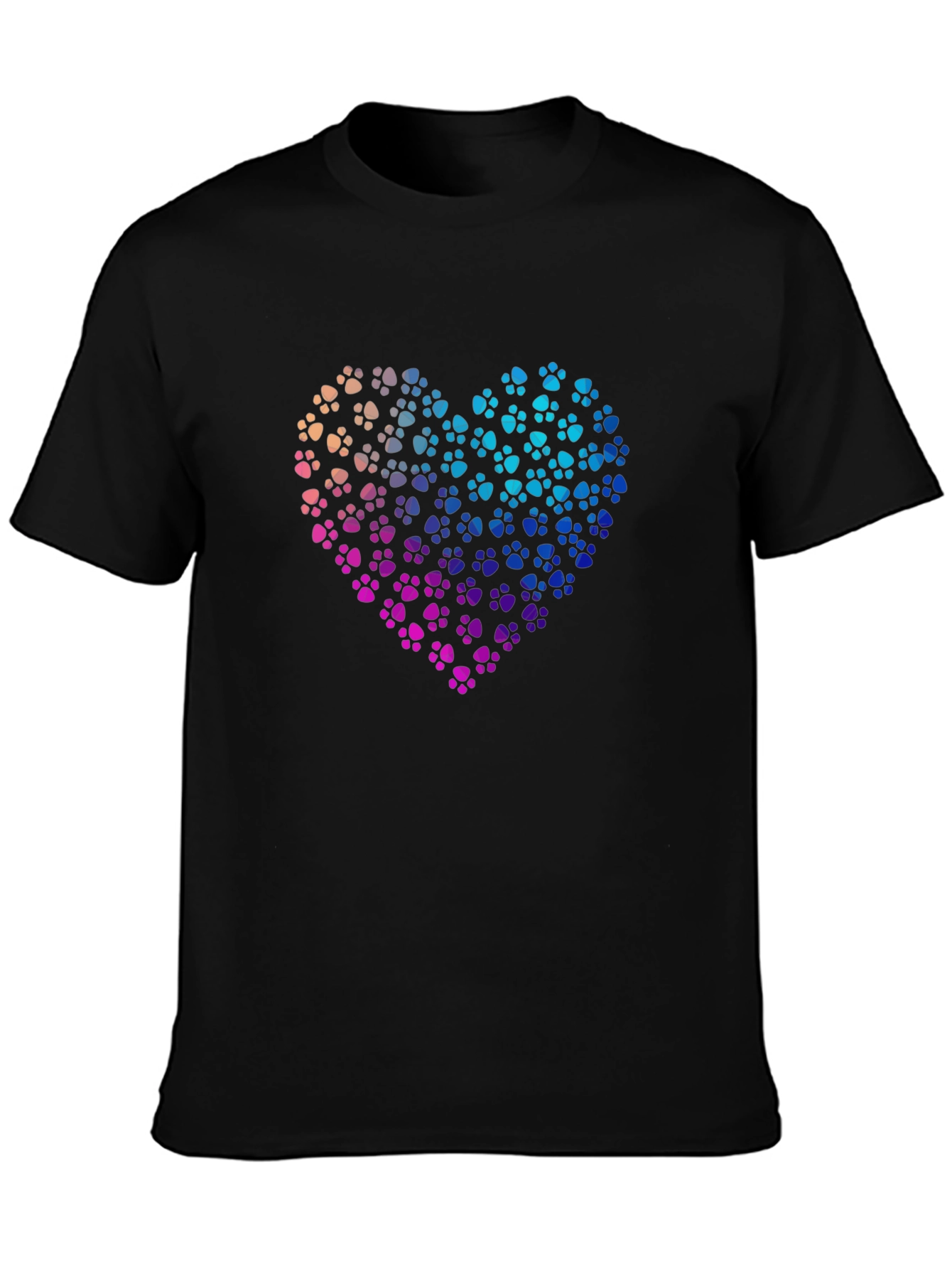 Black Paw Print Heart Graphic T-Shirt - Black view 3