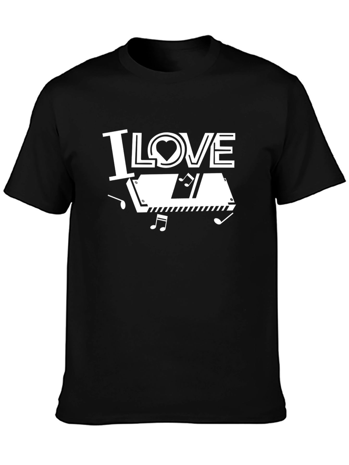 Black I Love Accordions Black T-Shirt view 3