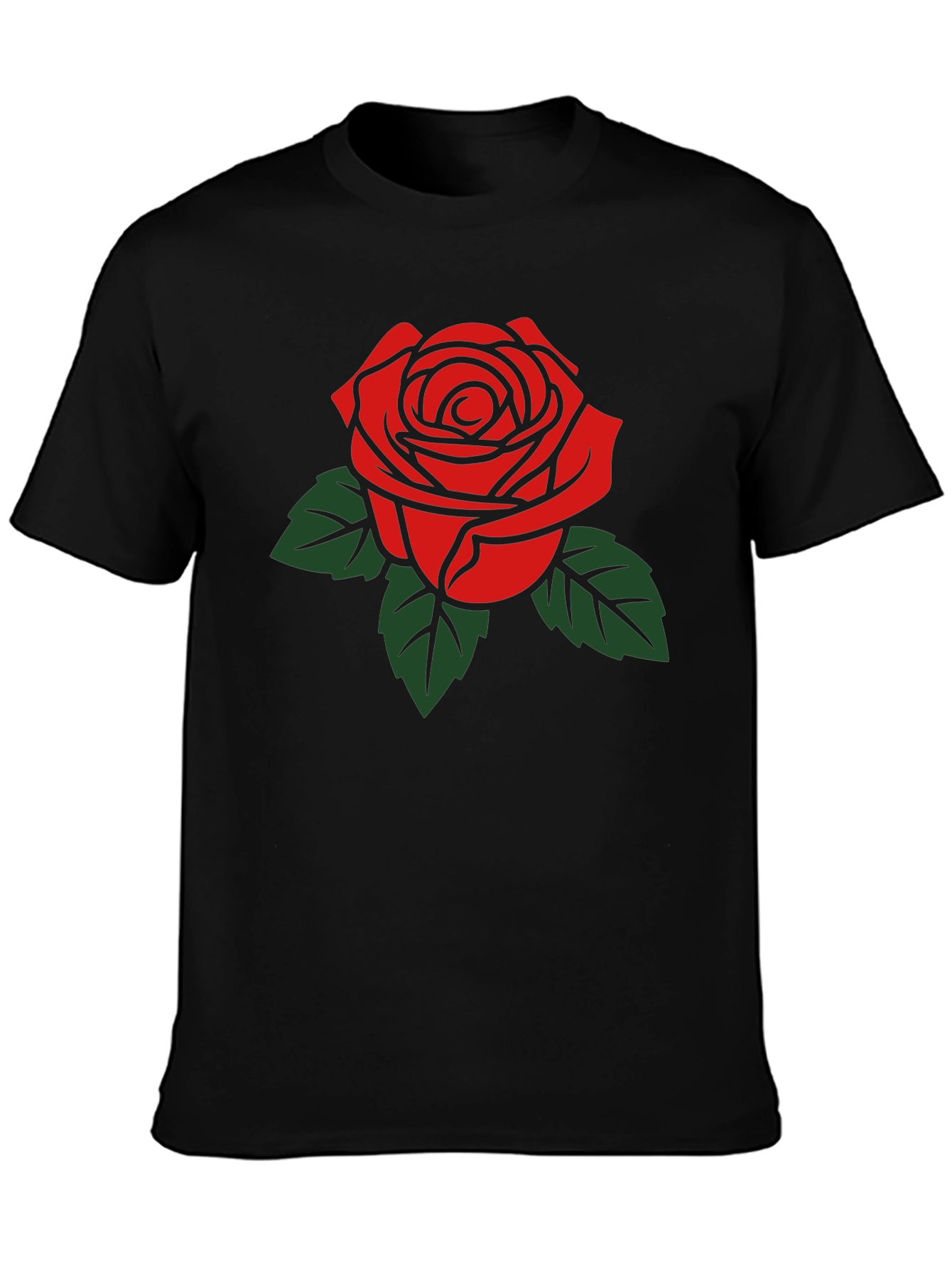 Black Bold Rose Graphic Tee - Classic Black T-Shirt view 3