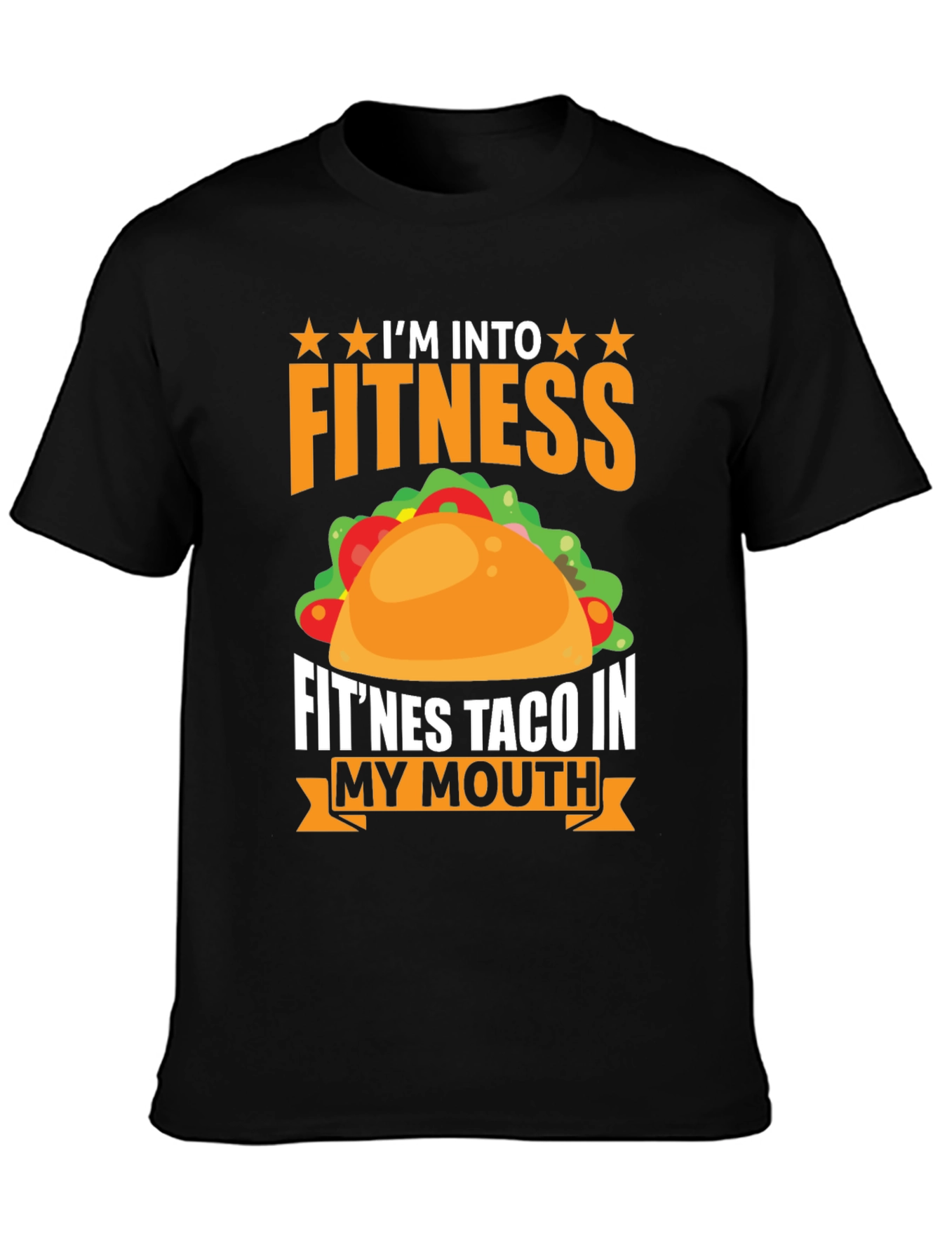 Black Fitness Taco Graphic T-Shirt Funny Foodie Tee view 3