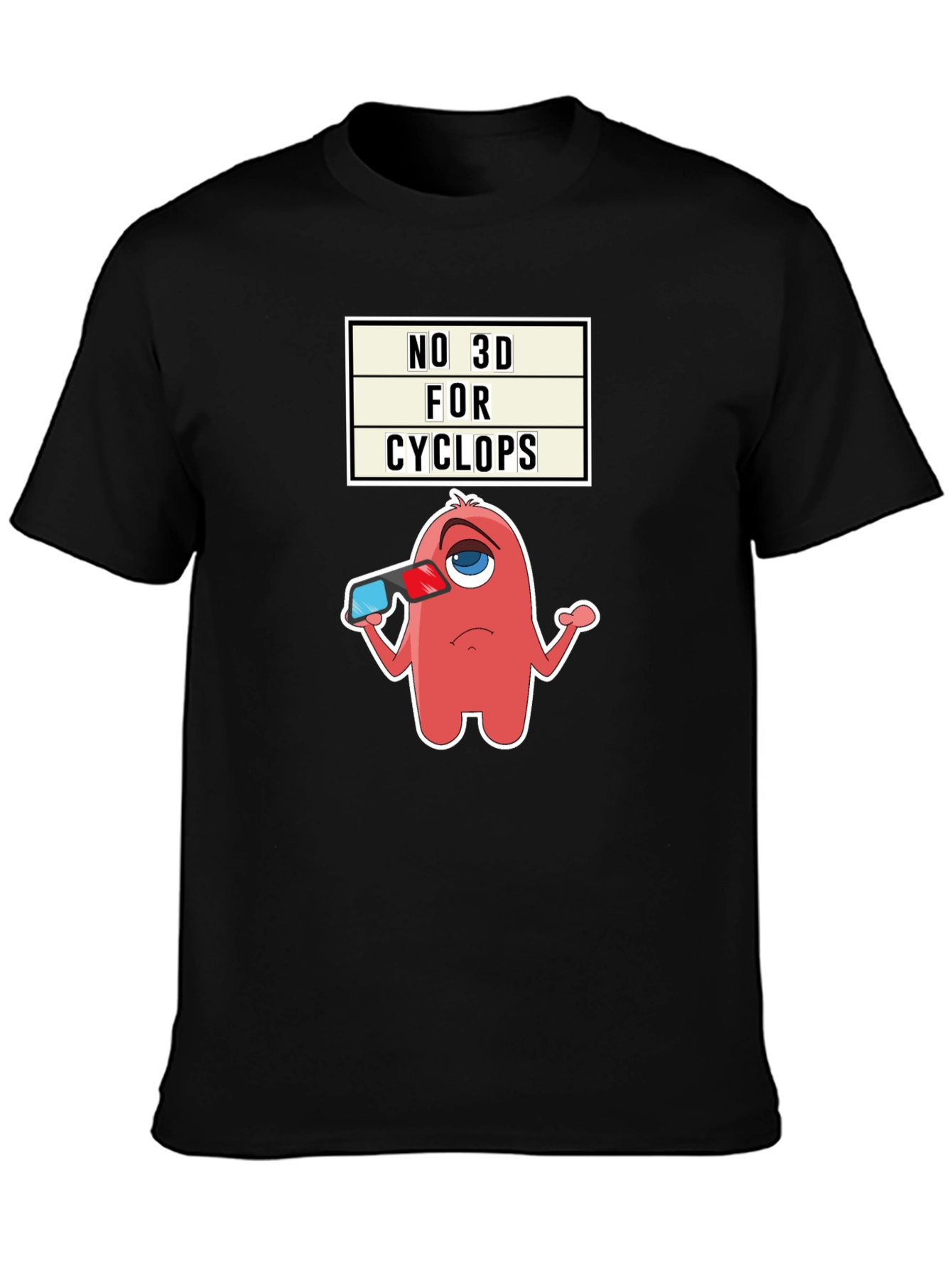 Black No 3D For Cyclops Graphic Tee view 3