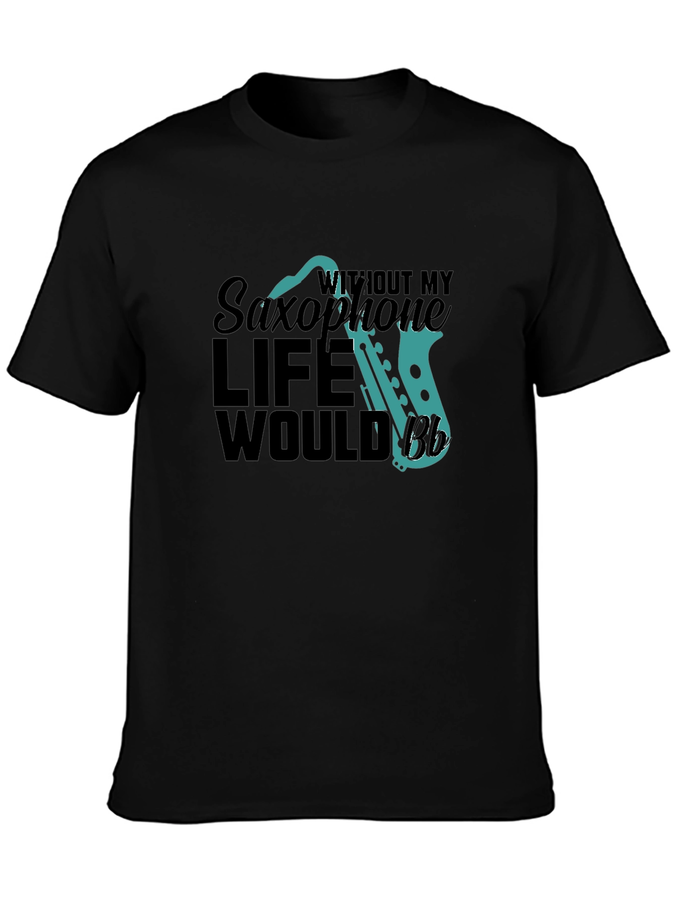 Black Saxophone Lover's T-Shirt - Musical Life Apparel view 3