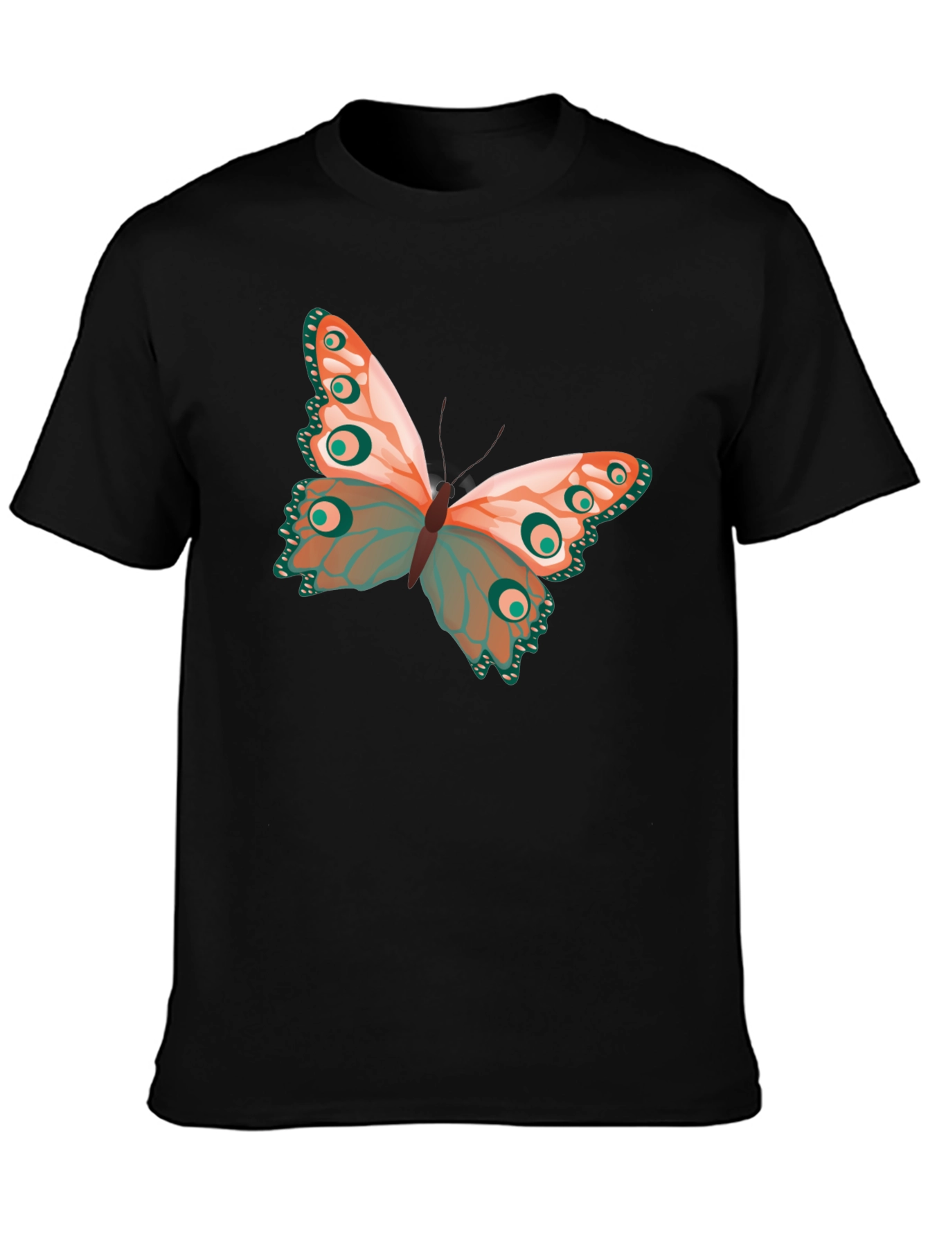 Black Butterfly Graphic Print Crew Neck T-Shirt view 3