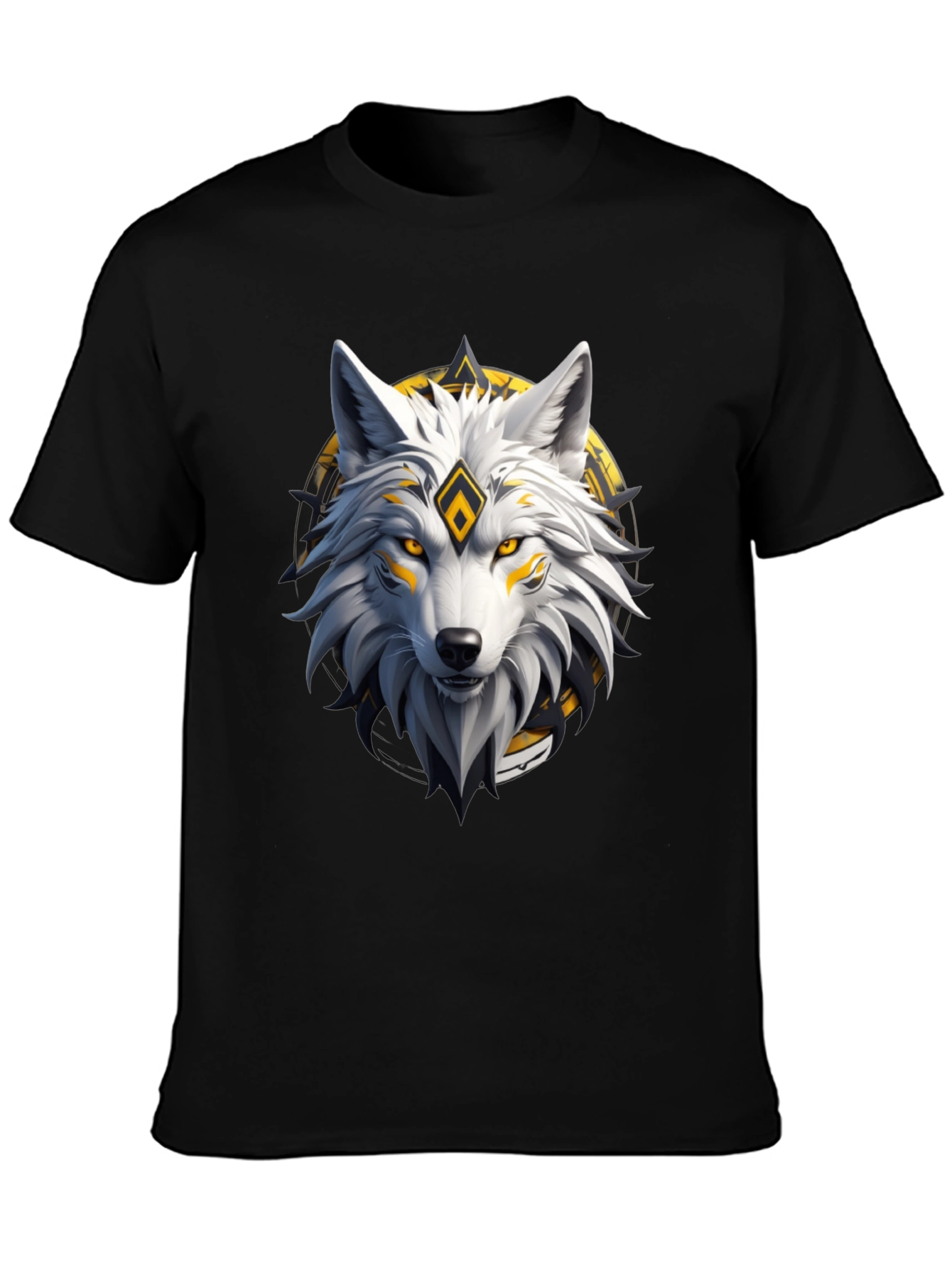 Black Wolf Graphic Print Crew Neck T-Shirt view 3
