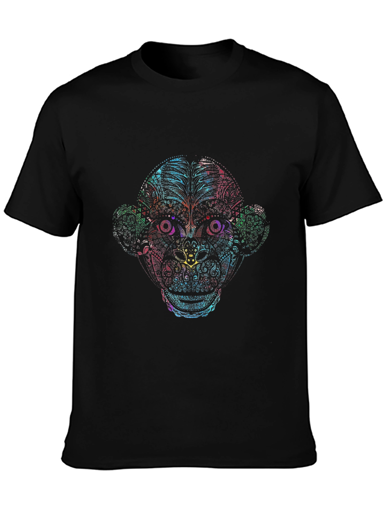 Black Vibrant Monkey Graphic Tee - Black Cotton T-Shirt view 3