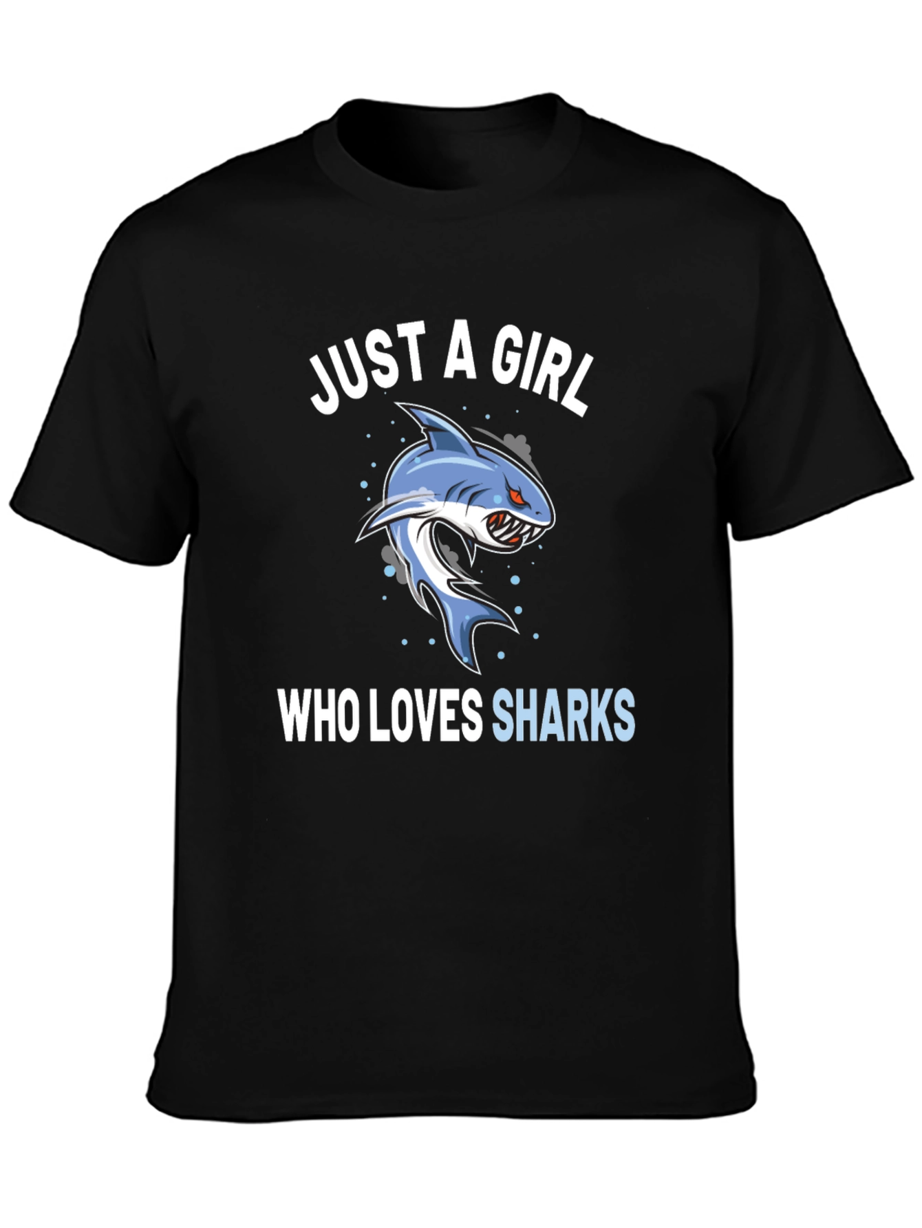Black Just A Girl Who Loves Sharks Graphic Tee view 3