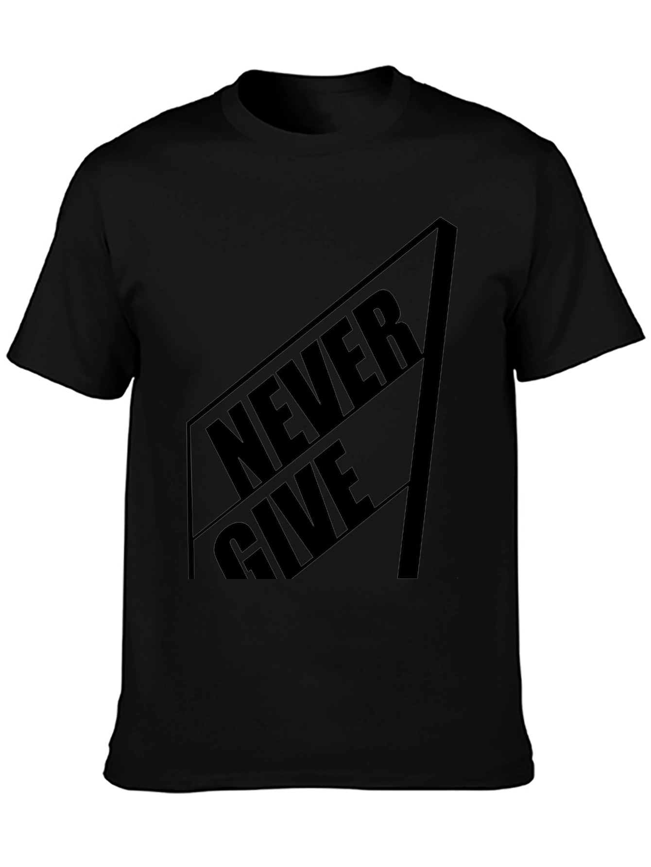 Black Never Give Black Graphic Tee - Stylish Menswear view 3
