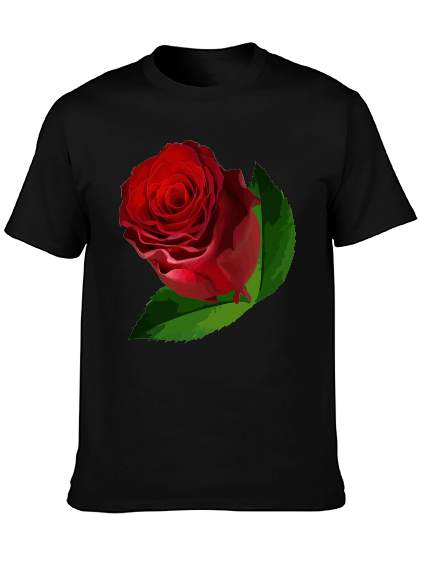 Black Bold Rose Graphic Tee - Black Cotton Casual Shirt view 3