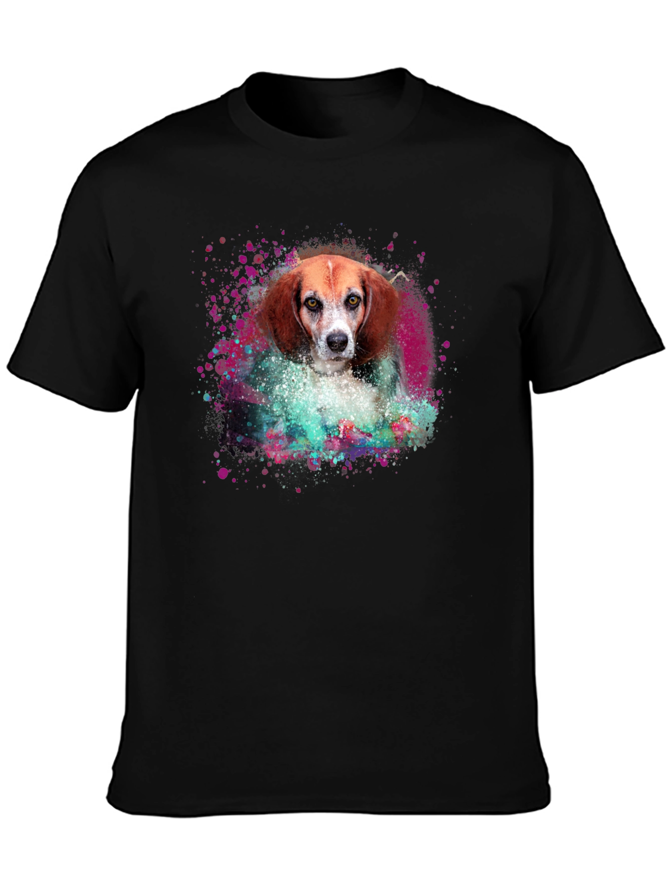 Black Dog Art T-Shirt - Beagle Portrait Tee view 3