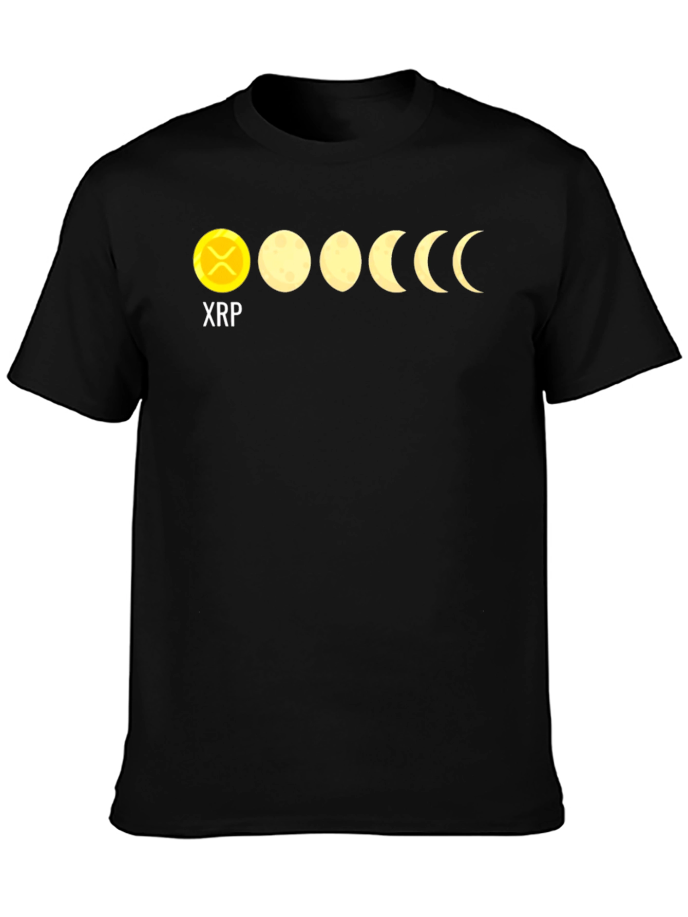 Black XRP Moon Phases Black Graphic T-Shirt view 3