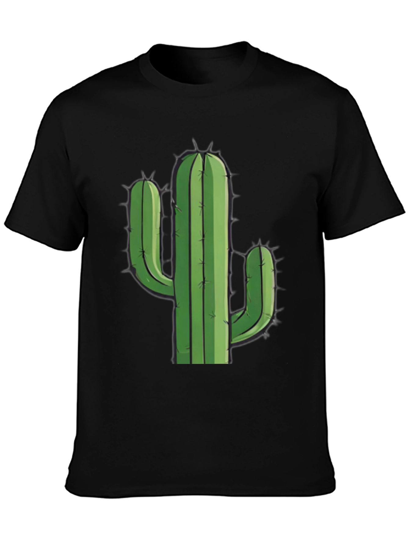 Black Cactus Graphic Tee - Black Cotton T-Shirt view 3