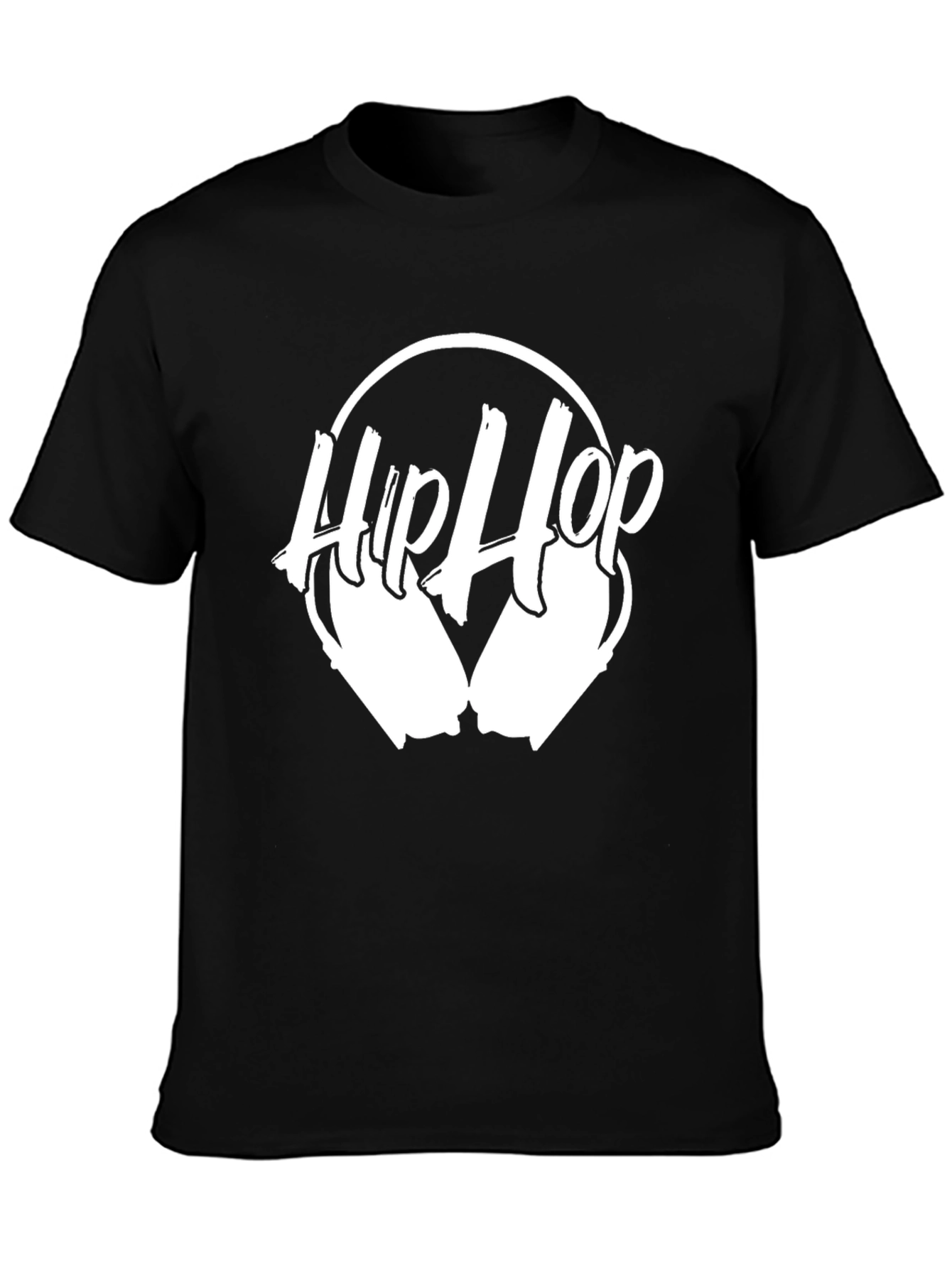 Black Hip Hop Headphones Graphic Tee - Black Cotton Blend view 3