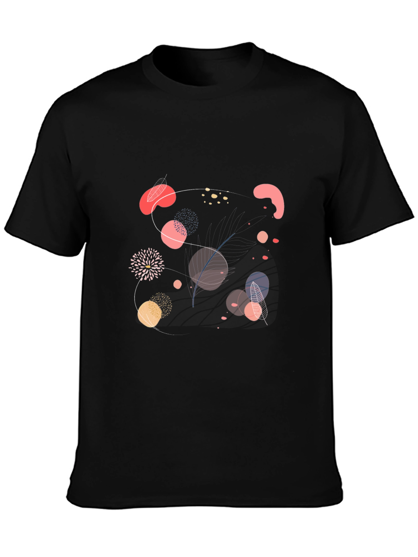 Black Abstract Graphic Print Black Casual T-Shirt view 3