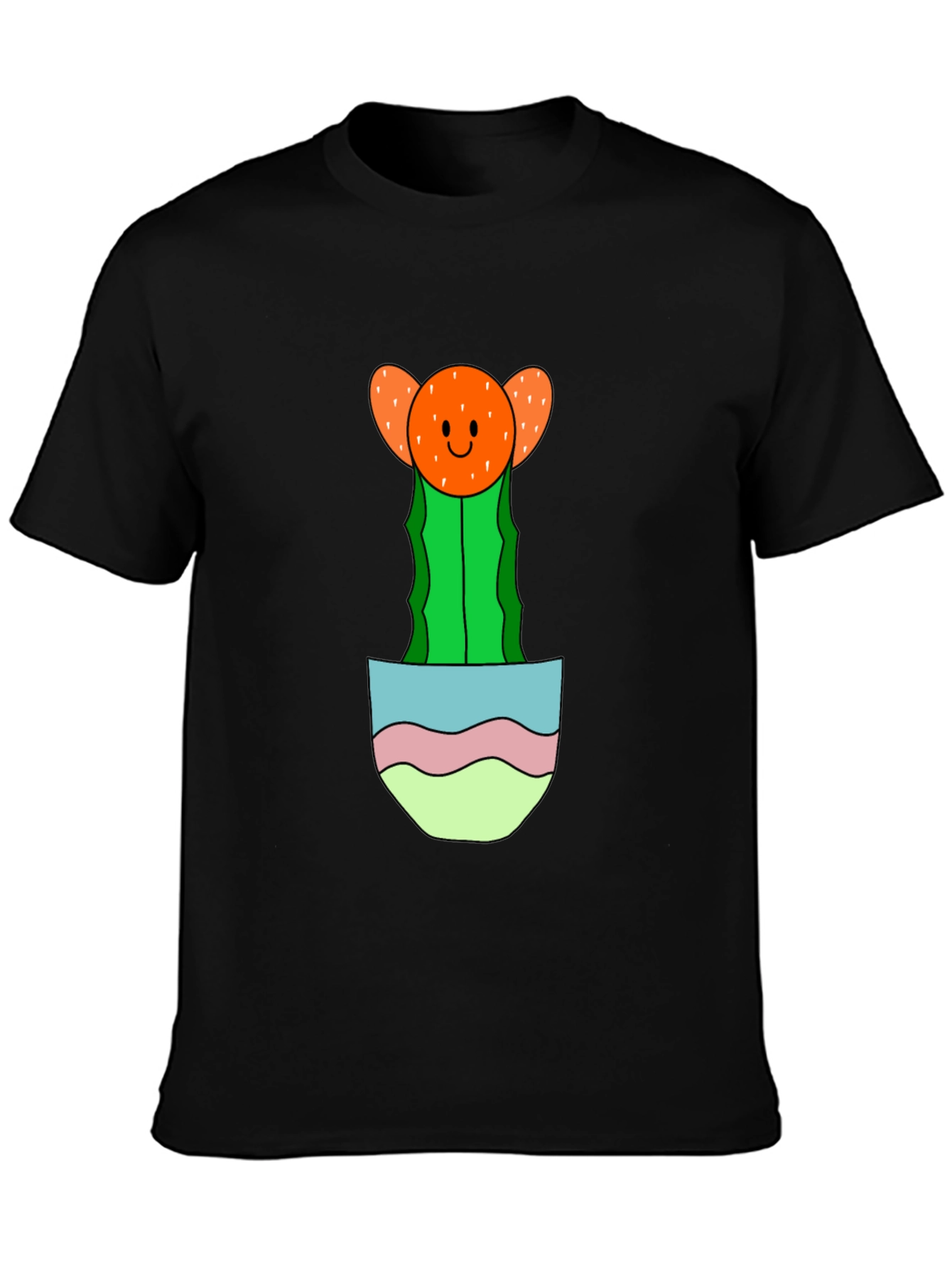 Black Cute Cactus Pocket T-Shirt - Unique Graphic Tee view 3