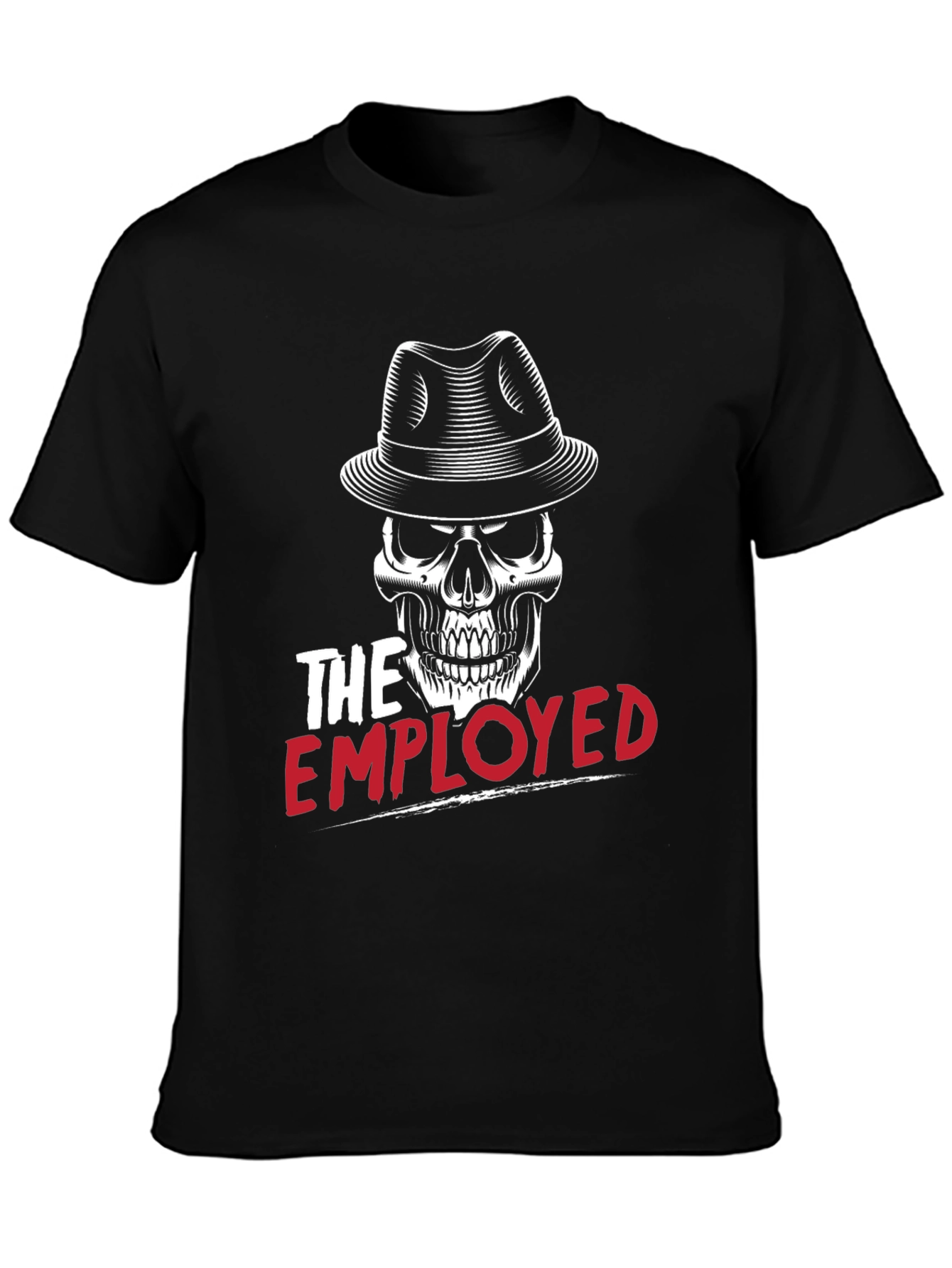 Black Skull with Hat Graphic T-Shirt view 3