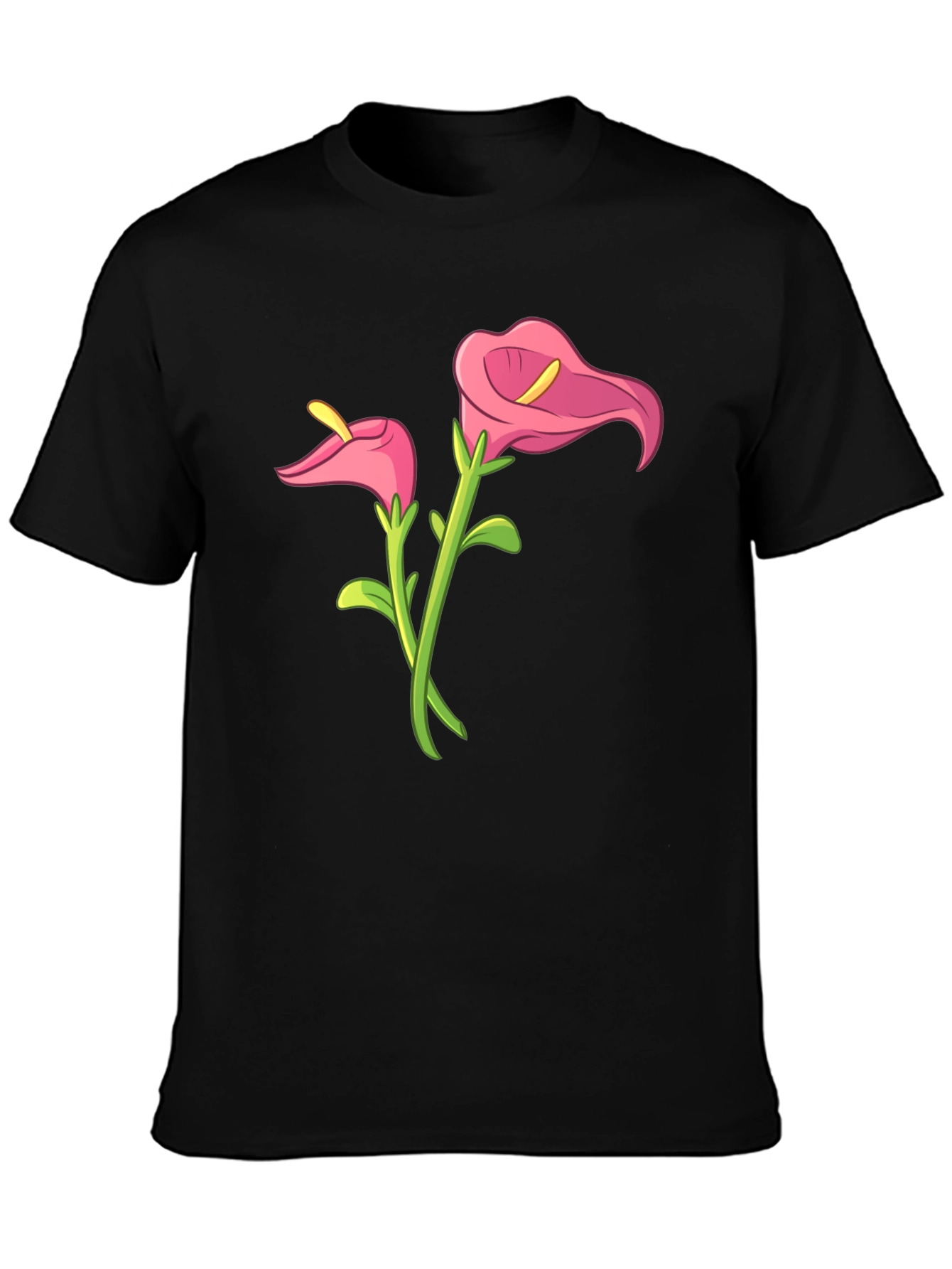 Black Floral Graphic Tee - Calla Lily Design view 3