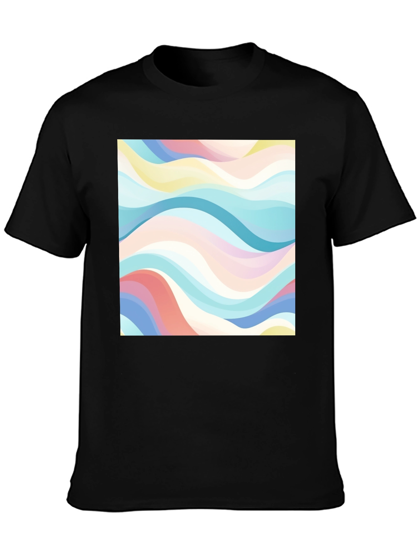 Black Retro Wave Print Black T-Shirt - Casual Style view 3
