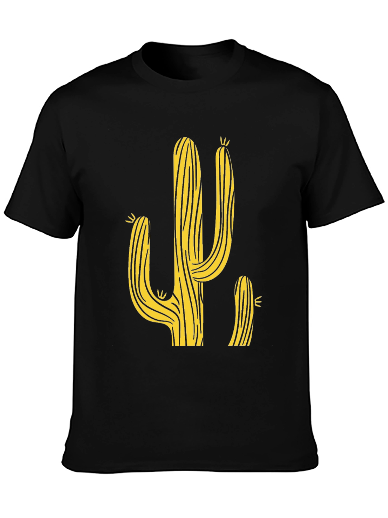 Black Cactus Graphic Print Men's T-Shirt view 3