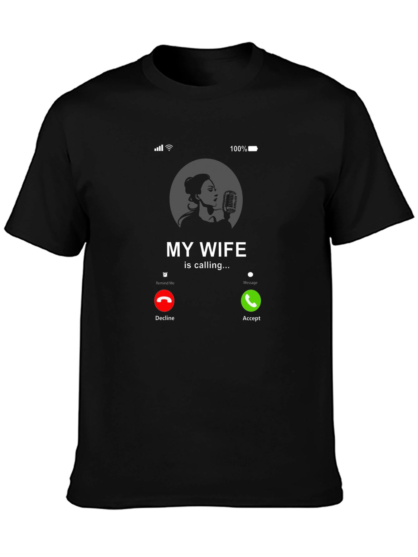 Black My Wife is Calling Graphic Tee - Humorous Husband T-Shirt view 3
