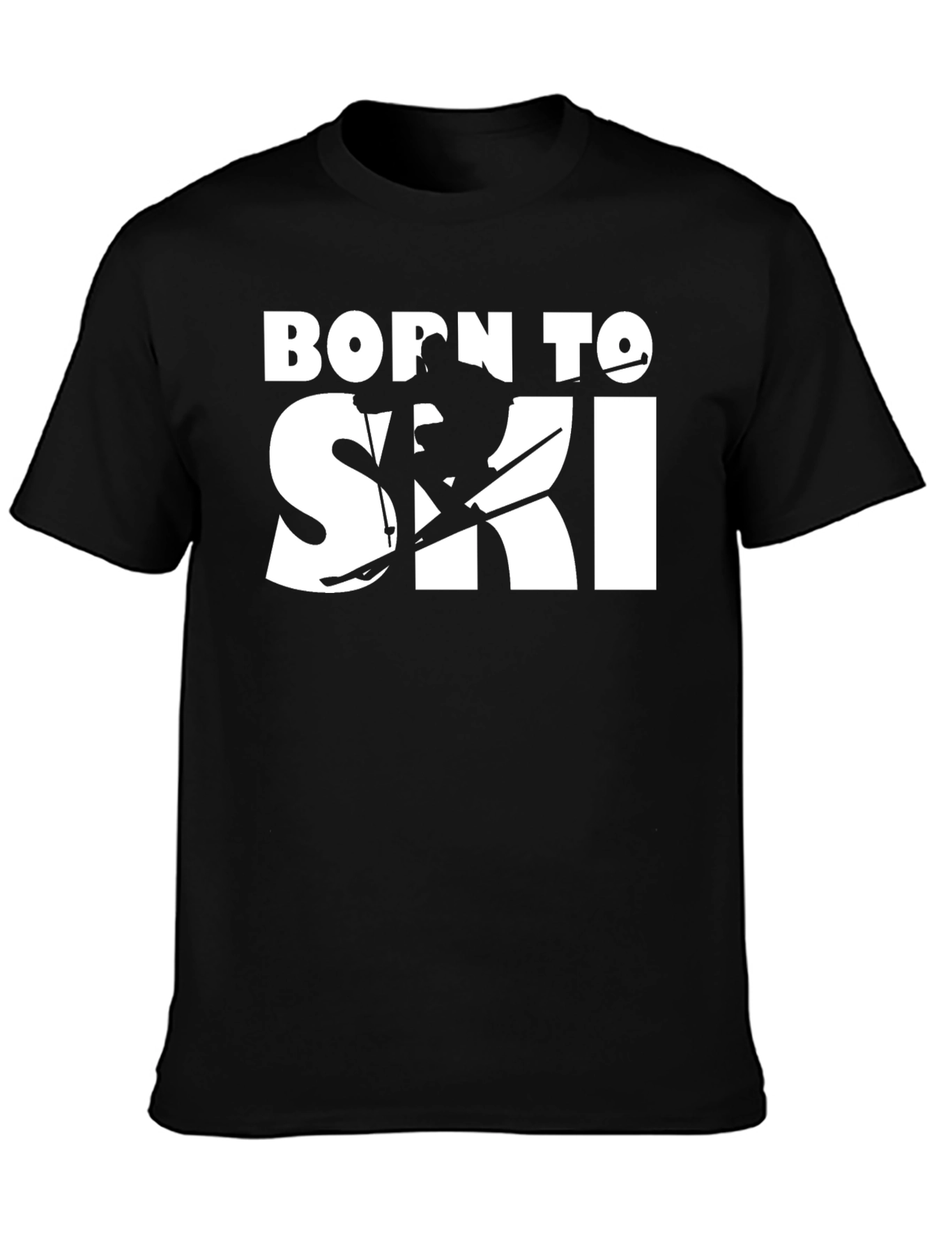 Black Born To Ski Black T-Shirt view 3