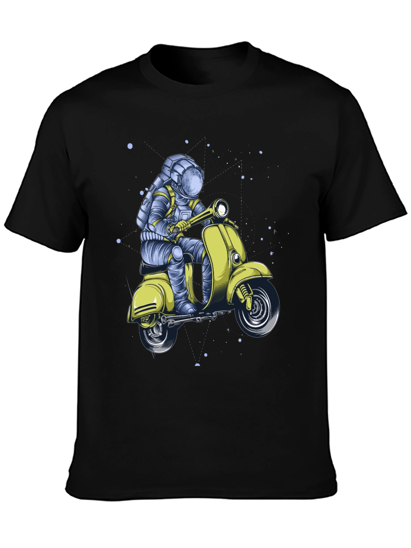 Black Astronaut on Scooter Graphic Tee - Black view 3