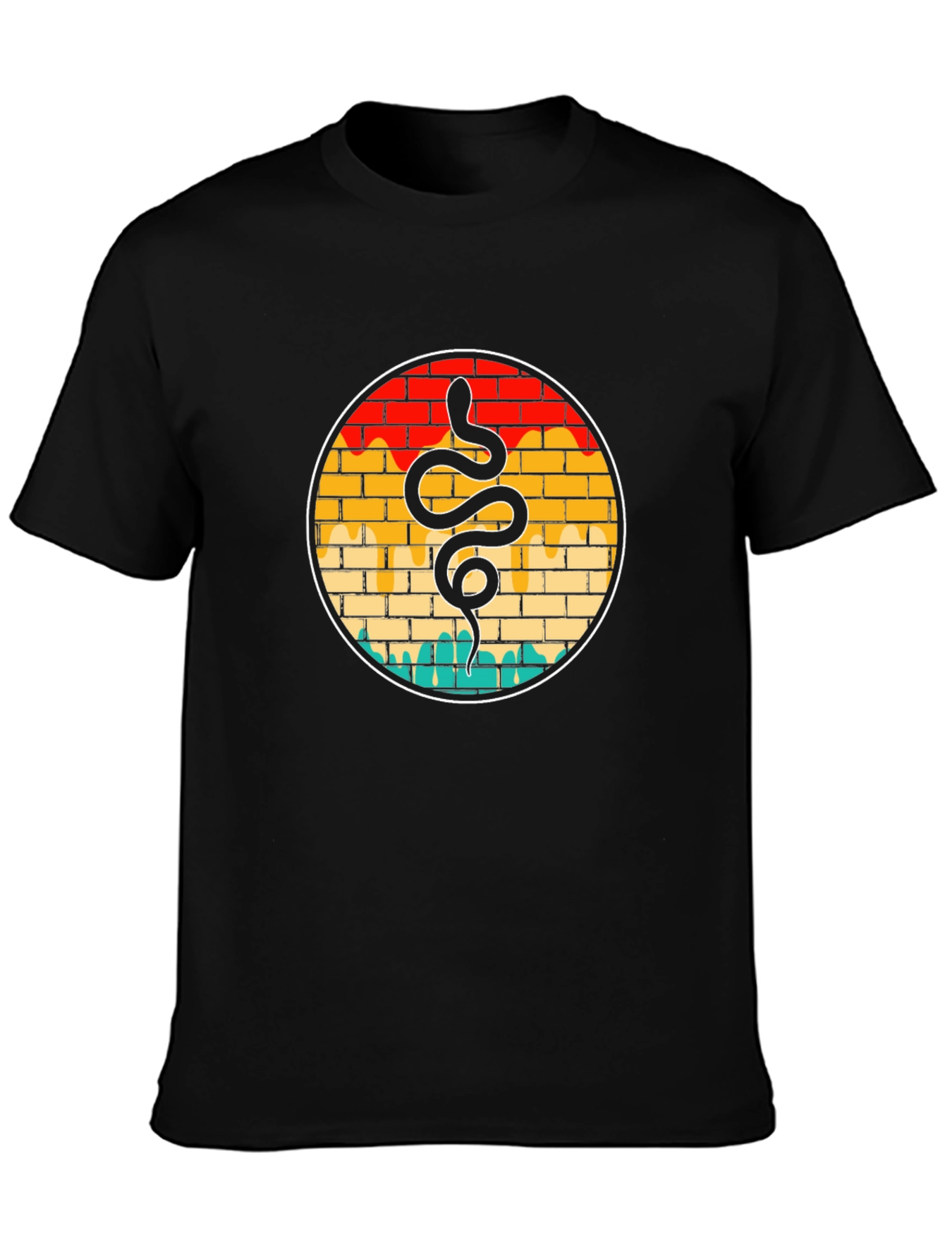 Black Snake Graphic Tee - Retro Brick Wall Design view 3