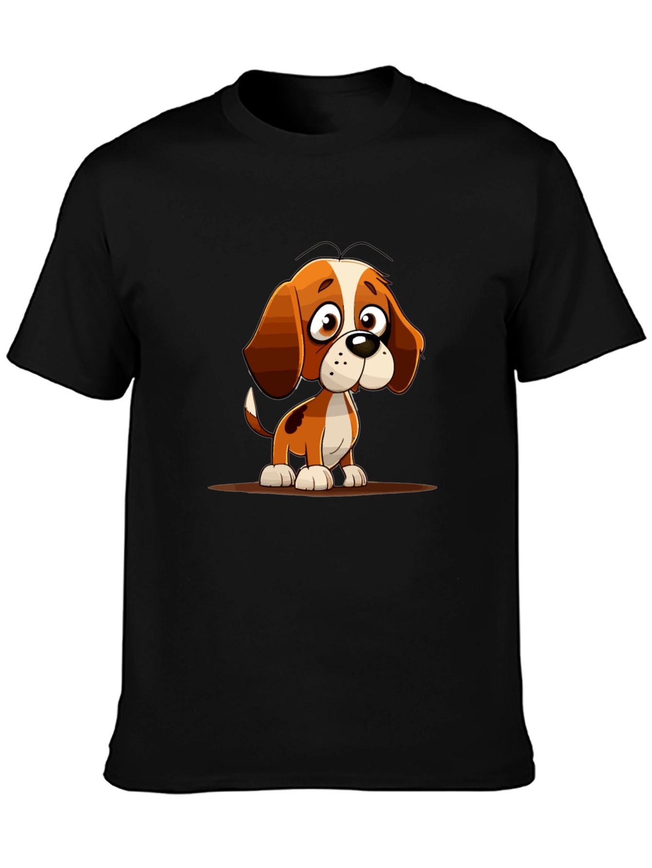 Black Cute Cartoon Dog Graphic Tee - Unisex view 3
