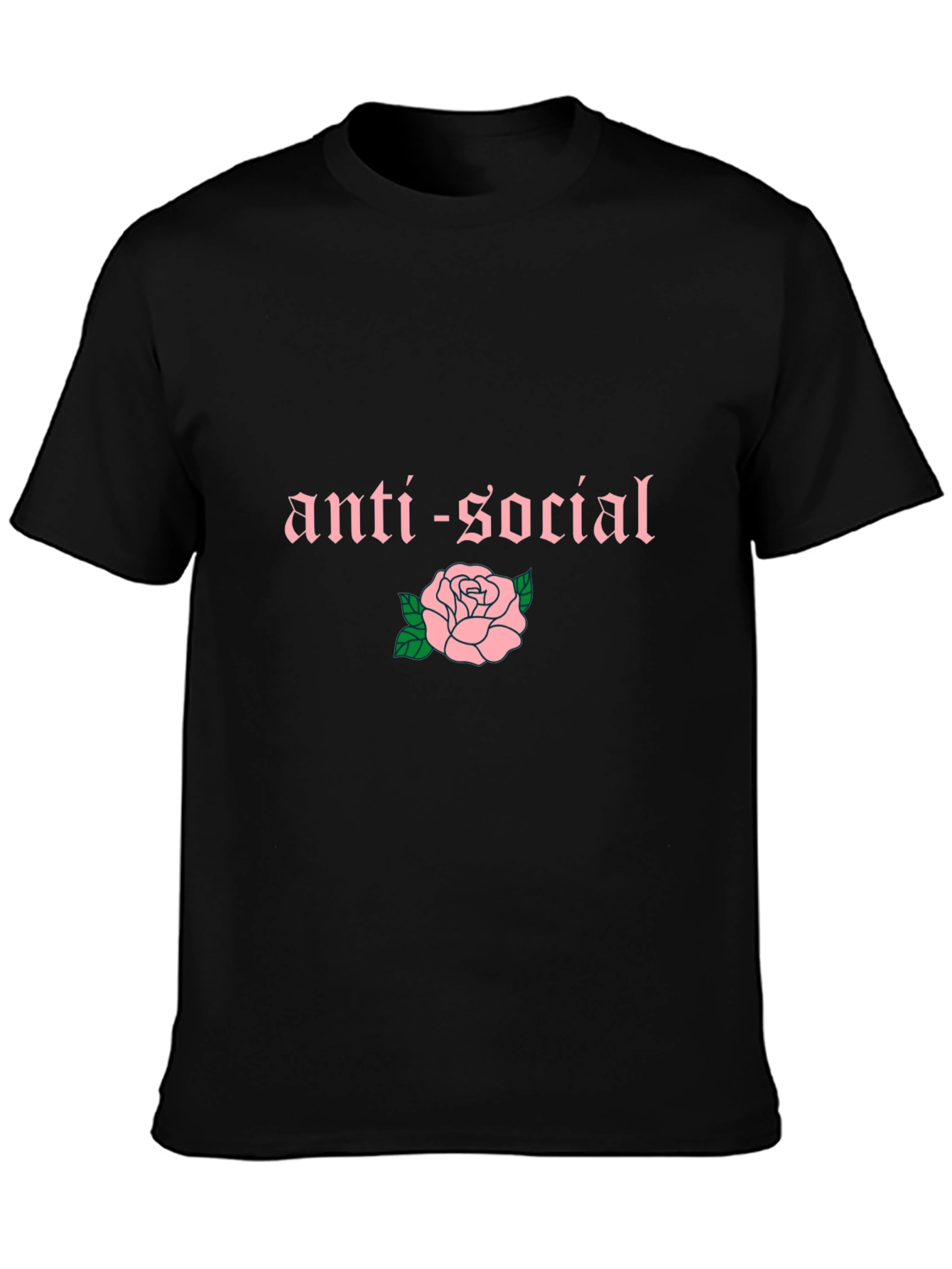 Black Anti-Social Rose Graphic Tee - Trendy Emo Aesthetic view 3