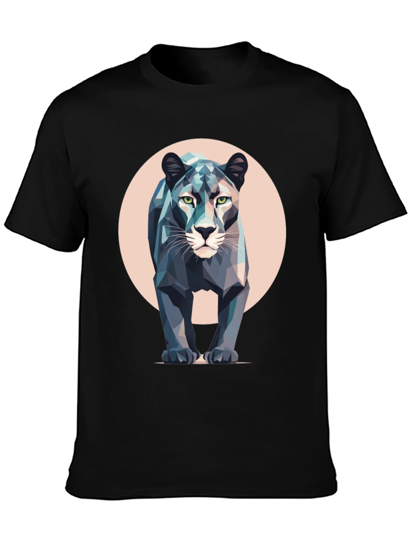 Black Geometric Panther T-Shirt - Modern Animal Print view 3