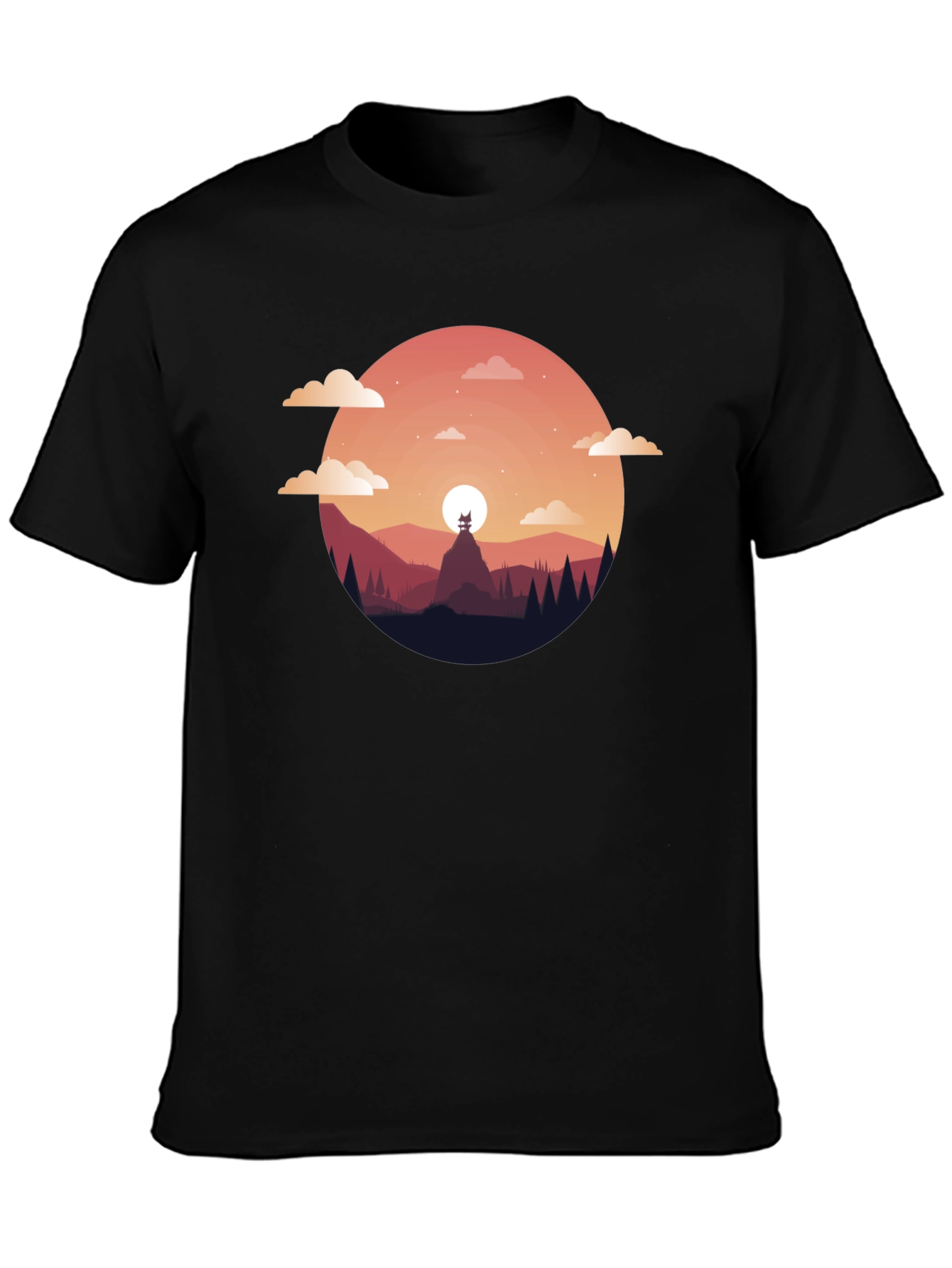 Black Sunset Mountain Graphic Tee - Black T-Shirt view 3