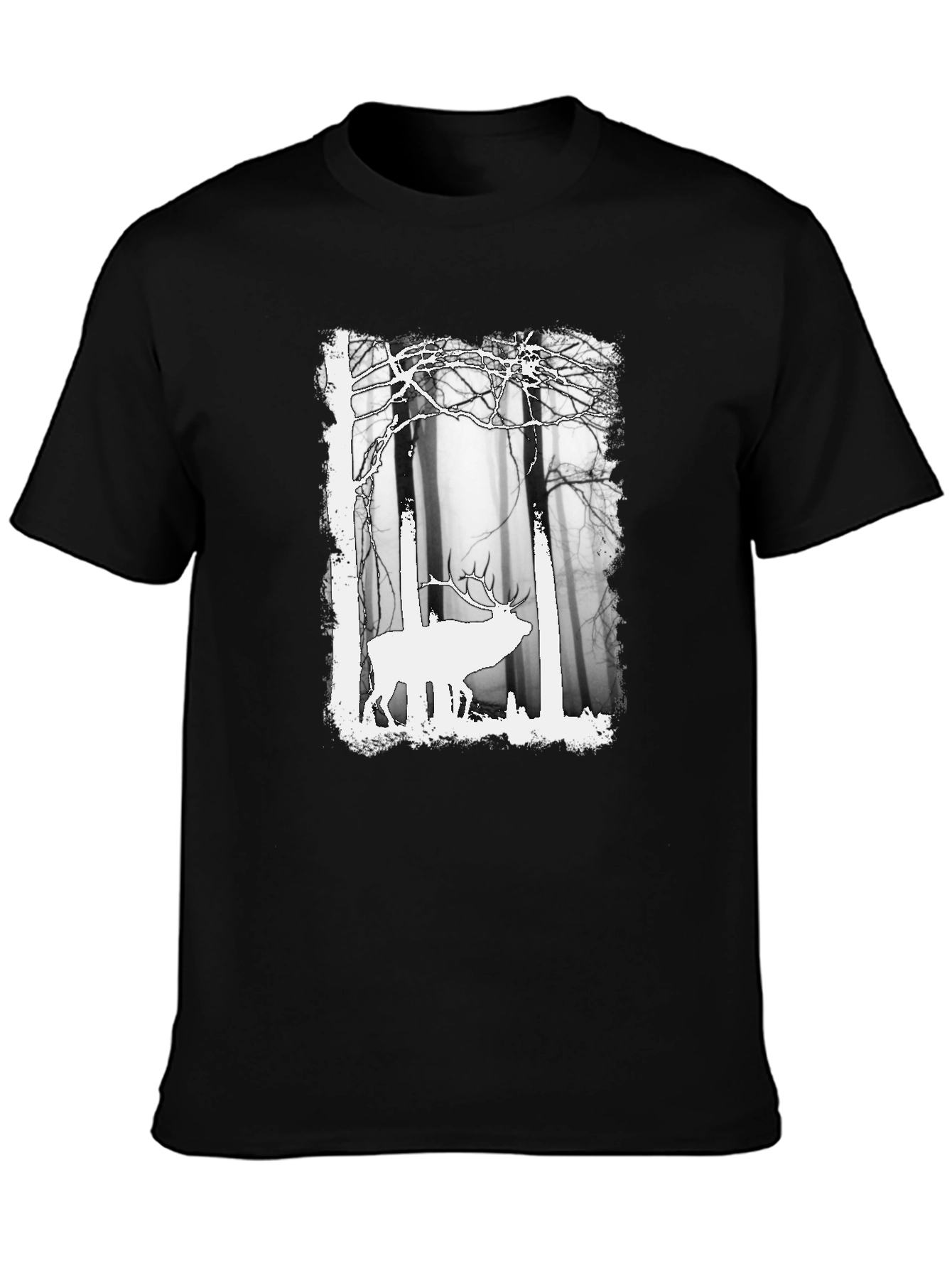 Black Elk in Forest Graphic Tee - Men's Black T-Shirt view 3