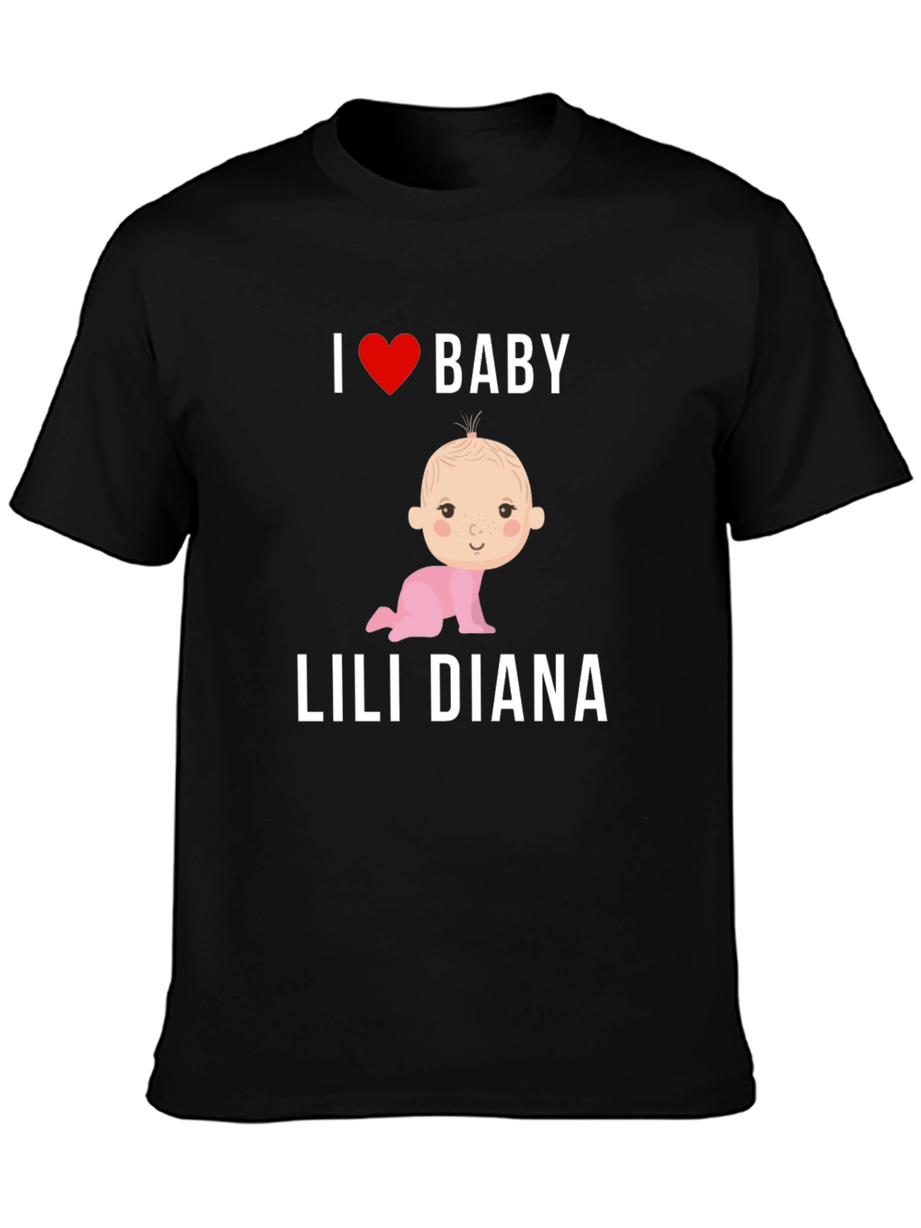Black I Love Baby Lili Diana T-Shirt, Cute Baby Tee view 3