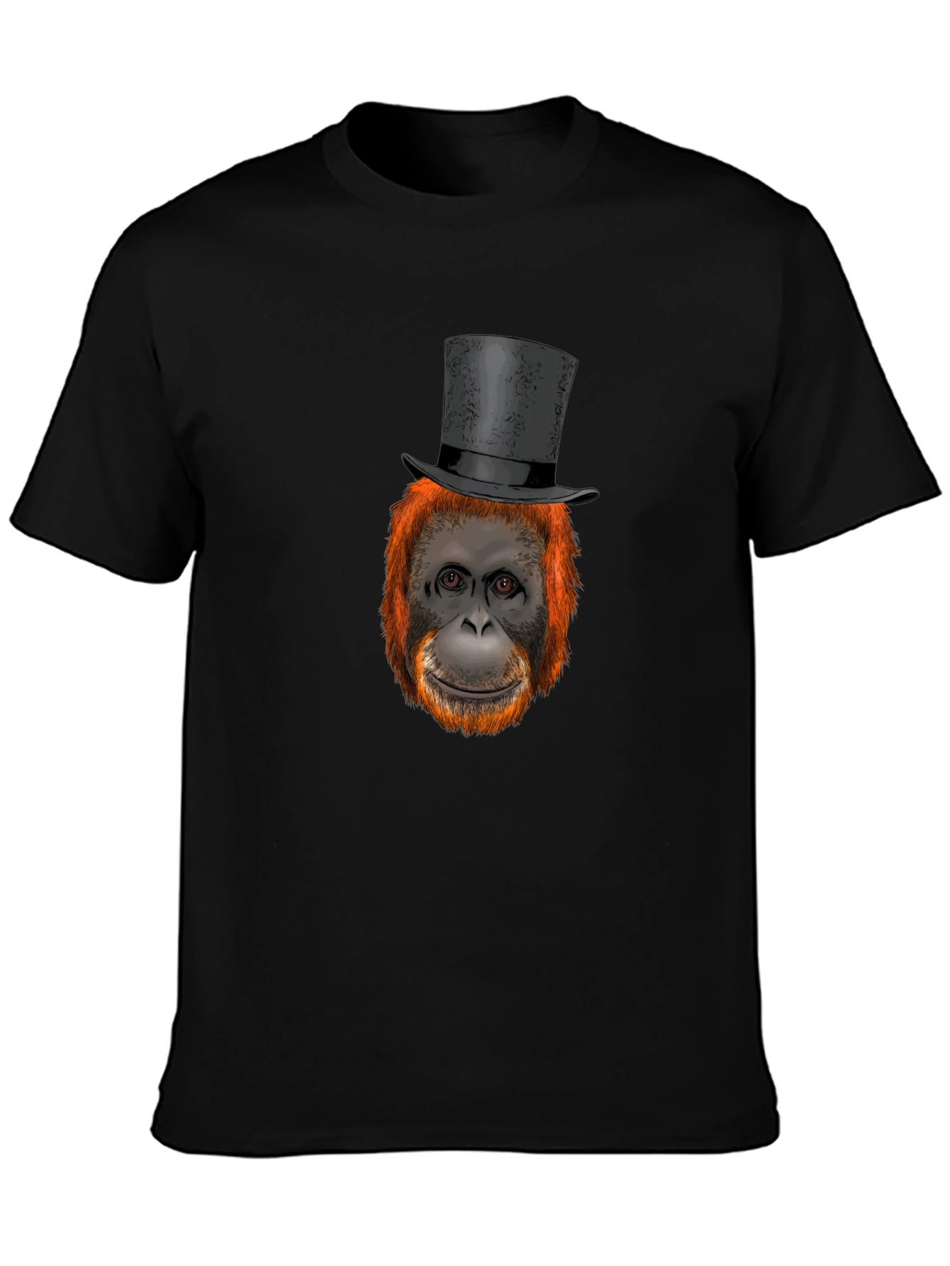 Black Orangutan Top Hat Graphic T-Shirt view 3