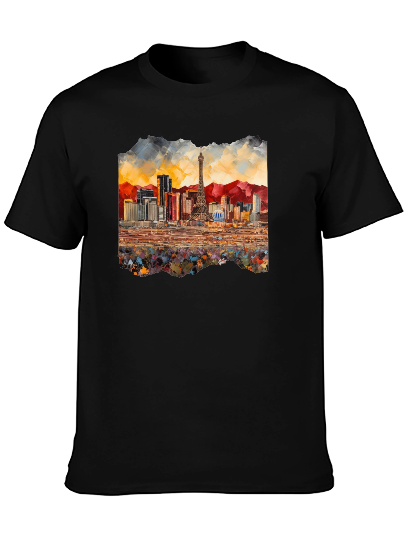Black Las Vegas Skyline Black T-Shirt view 3