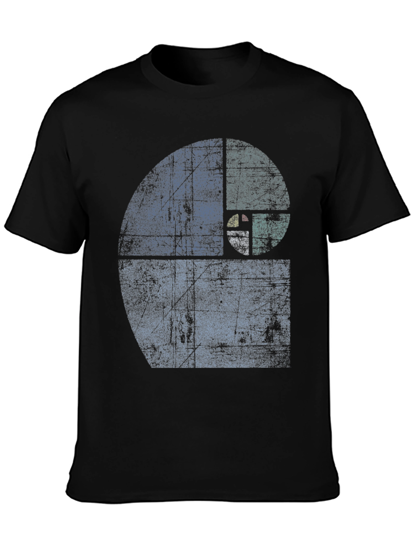 Black Fibonacci Sequence Graphic T-Shirt - Distressed Style view 3