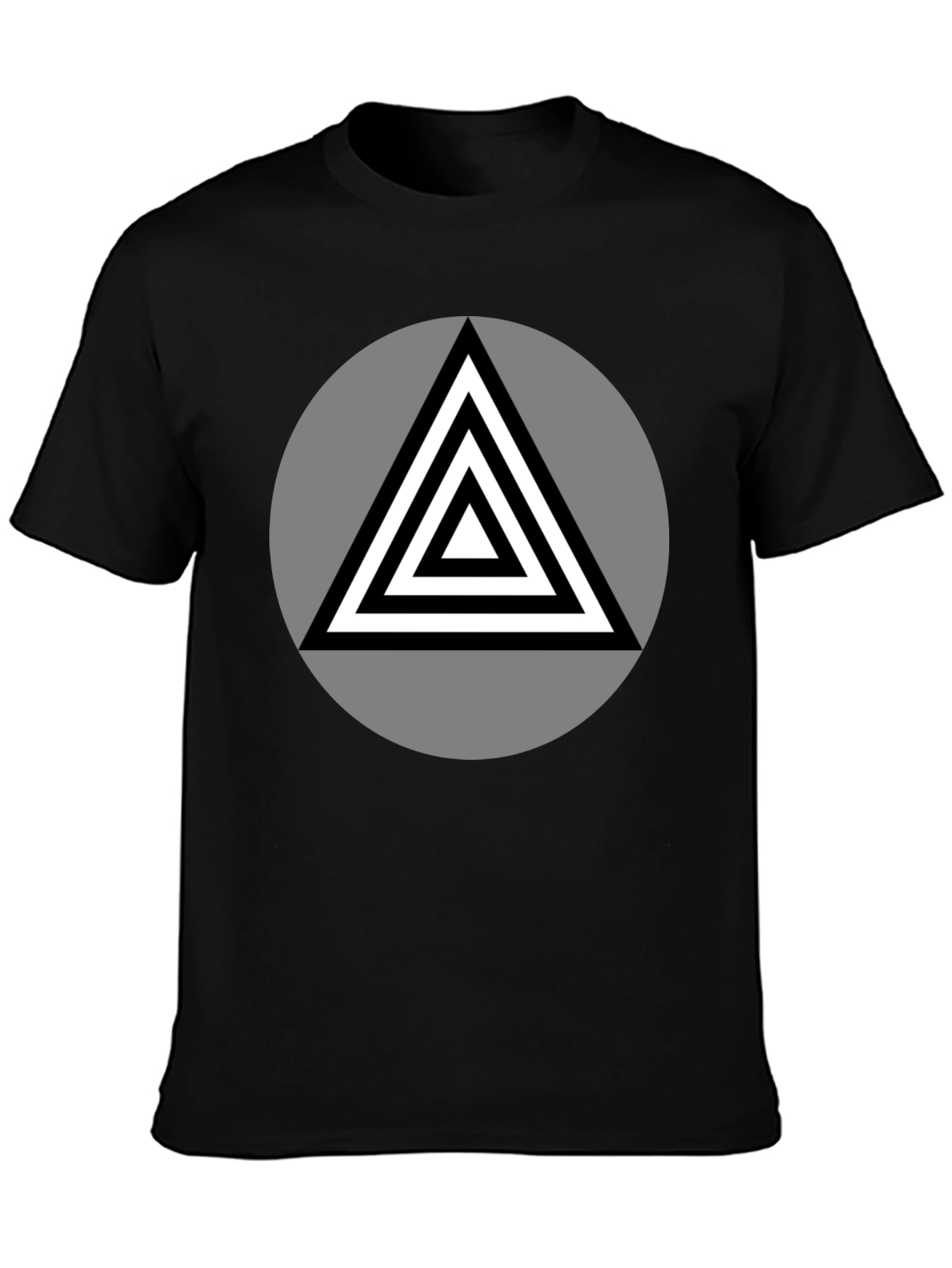 Black Geometric Triangle Graphic T-Shirt view 3