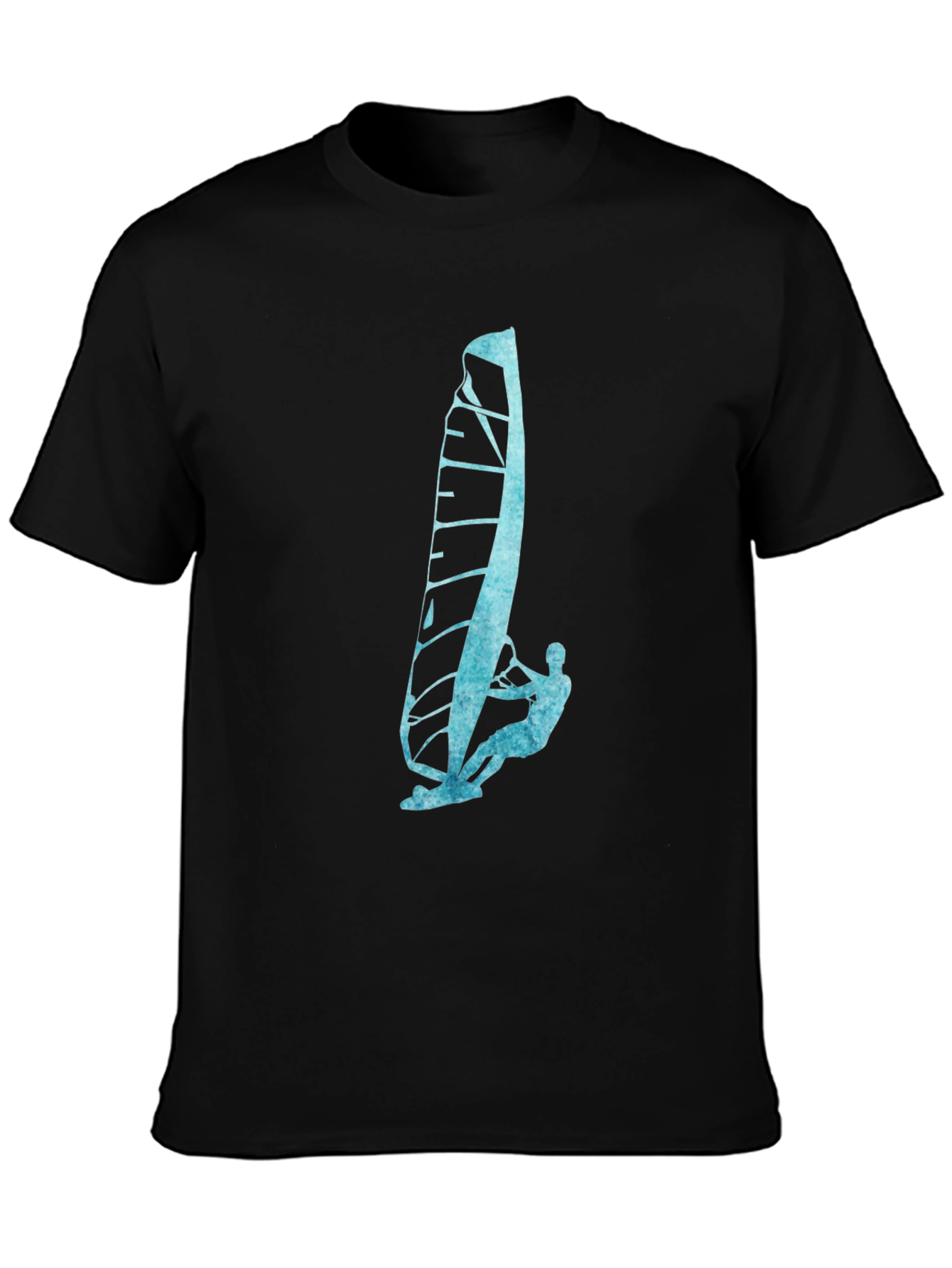 Black Windsurfer Graphic Tee - Black Cotton Blend T-Shirt view 3